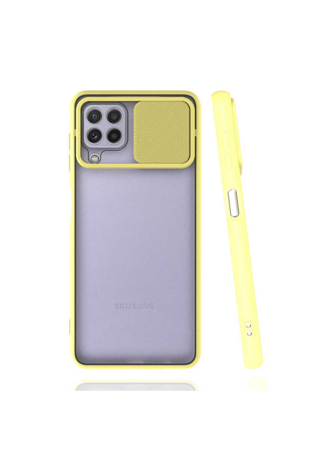 Galaxy A22 4G Kılıf Zore Lensi Kapak - Sarı