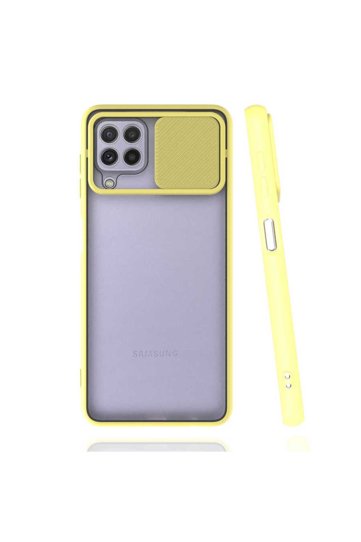 Galaxy A22 4G Kılıf Zore Lensi Kapak - Sarı