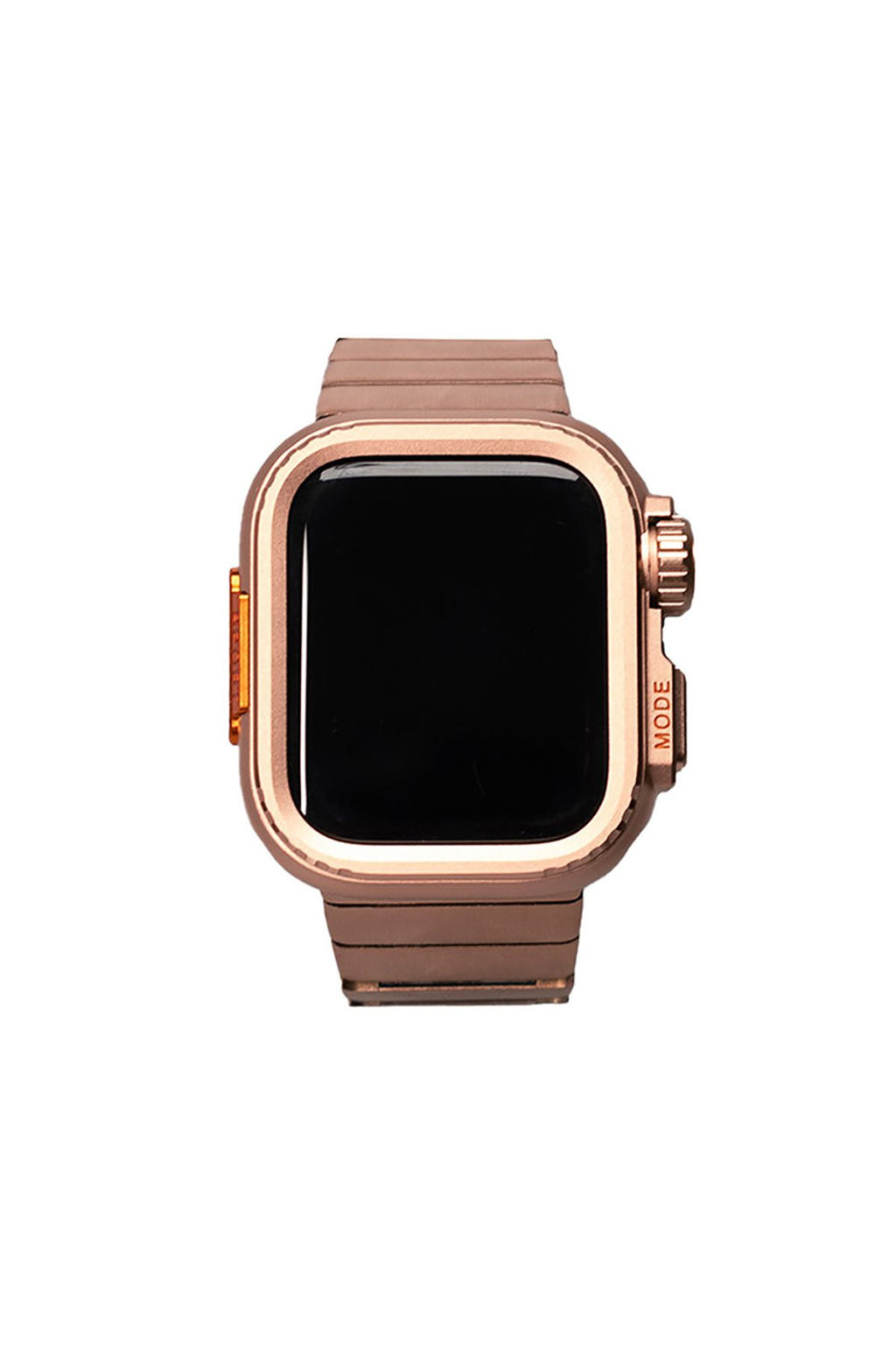 Watch 44mm Uyumlu Zore KRD-126 Sert Kasa Koruyuculu Metal Kordon-Rose Gold