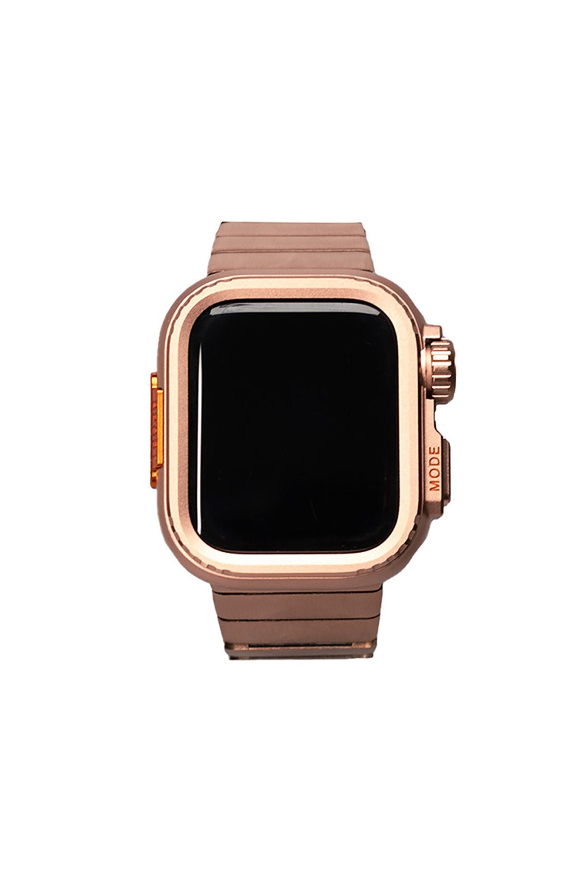 Watch 44mm Uyumlu Zore KRD-126 Sert Kasa Koruyuculu Metal Kordon-Rose Gold