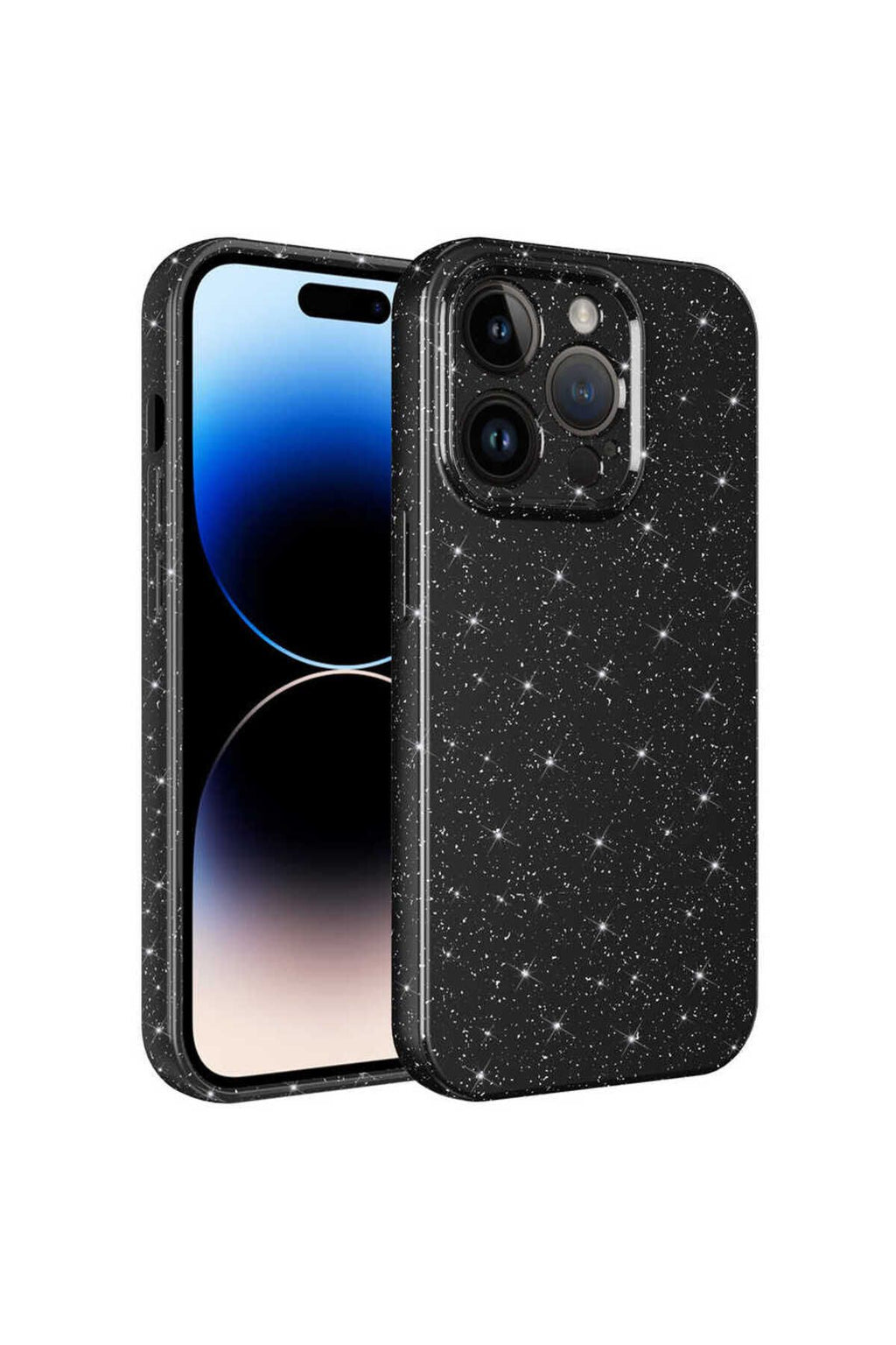 iPhone 14 Pro Uyumlu Kamera Korumalı Simli Lüks Zore Koton Kılıf-Siyah