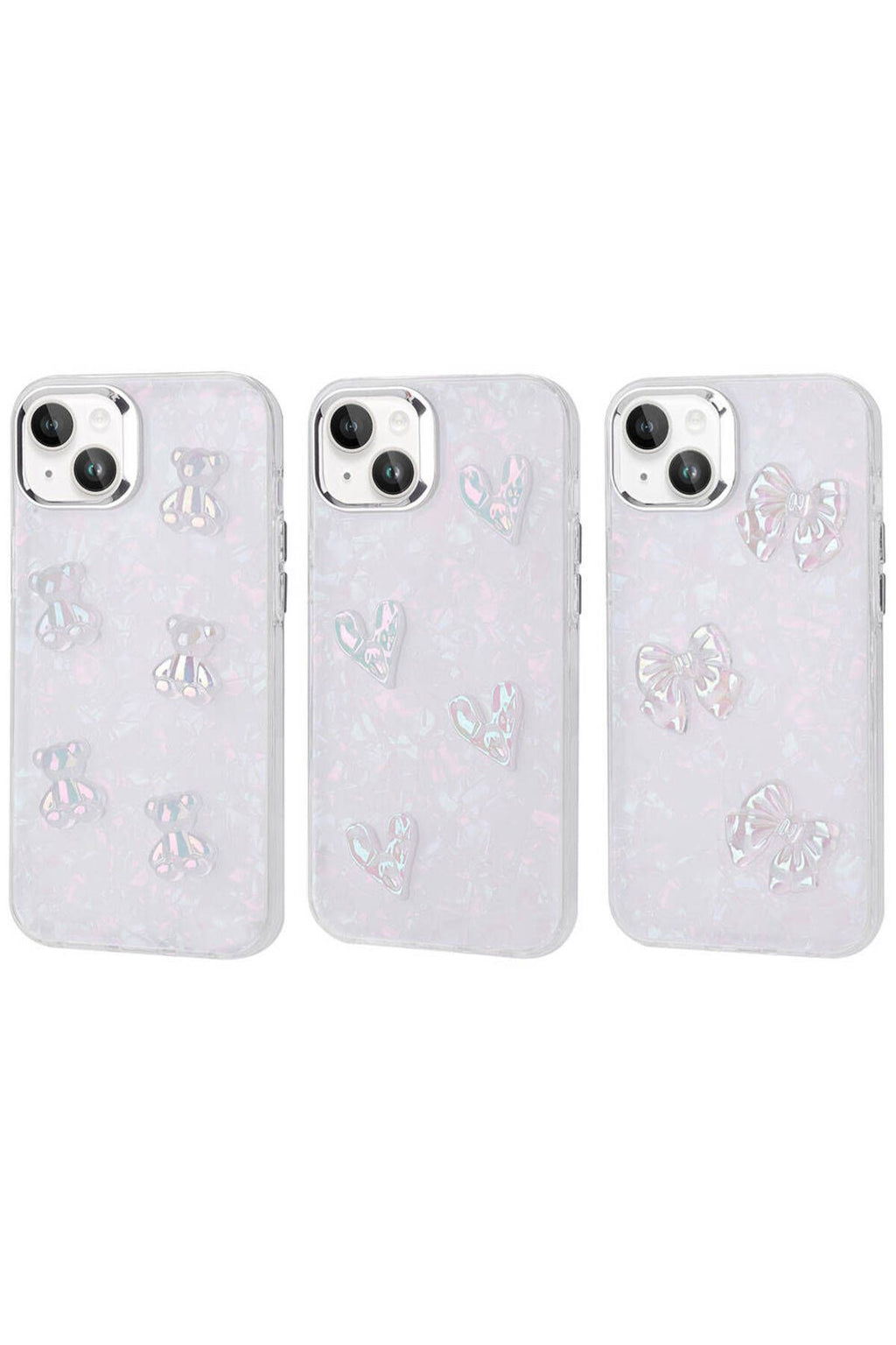 iPhone 14 Uyumlu Kabartma Figürlü Parlak Zore Eralli Silikon Kılıf-Ayı