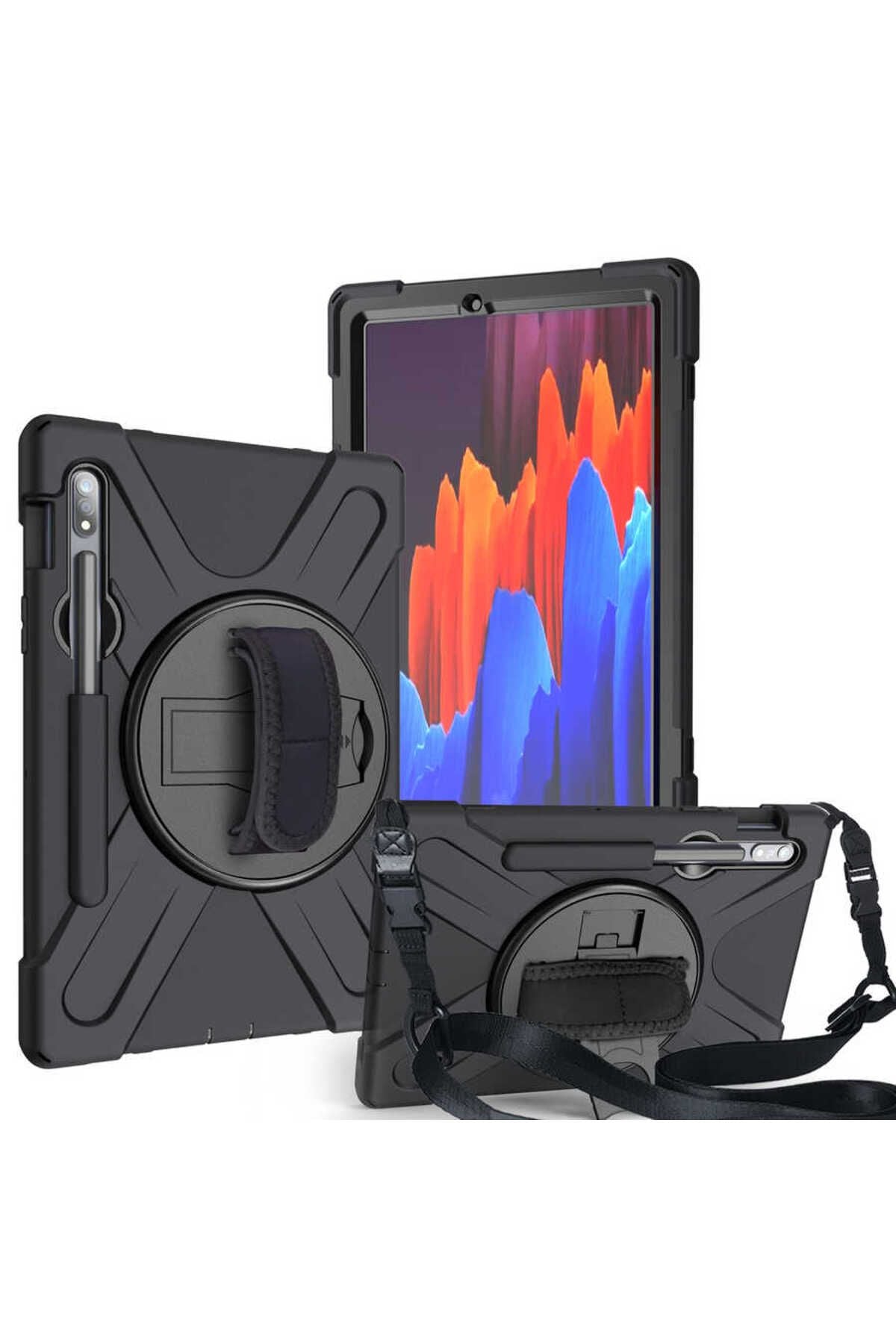 Galaxy Tab S7 Plus T970 Kılıf  Uyumlu Zore Defender Tablet Silikon-Siyah