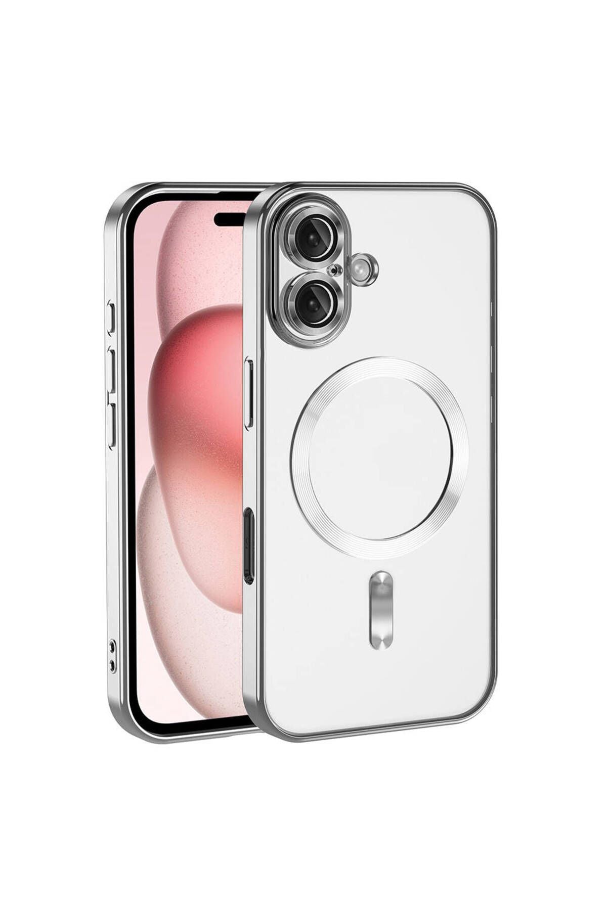 iPhone 16 Plus Kılıf Kamera Korumalı Magsafe Wireless Şarj Özellikli Zore Demre Kapak - Titanyum