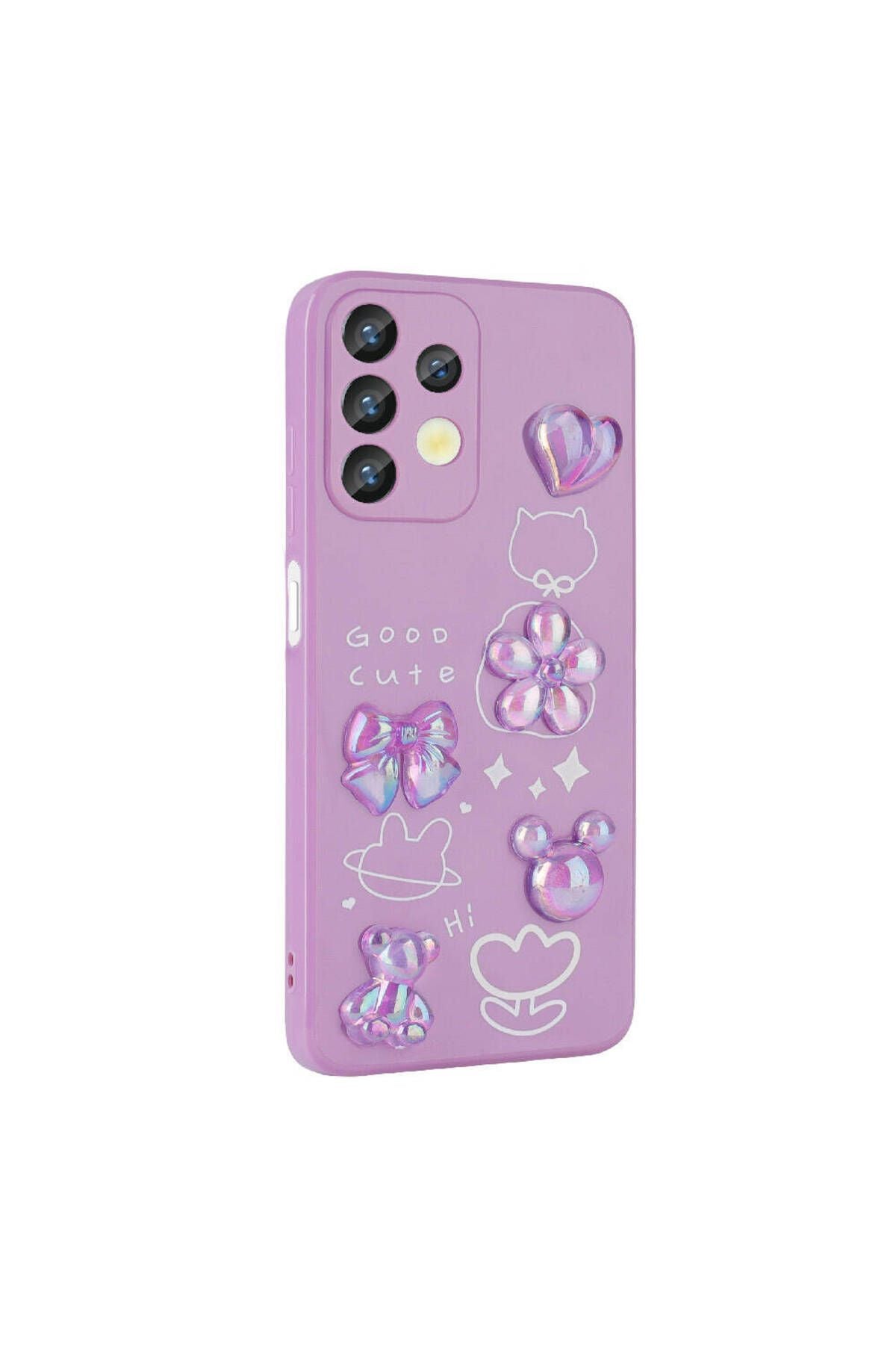 Galaxy A32 4G Kılıf Kabartma Figürlü Parlak Zore Toys Silikon Kapak - Beyaz