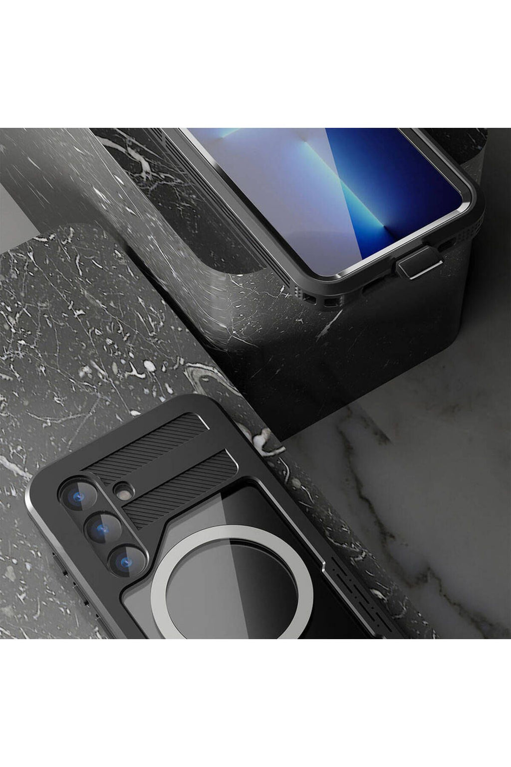 Galaxy S24 Kılıf Magsafe Şarj Özellikli 1-1 Su Geçirmez Kılıf - Siyah