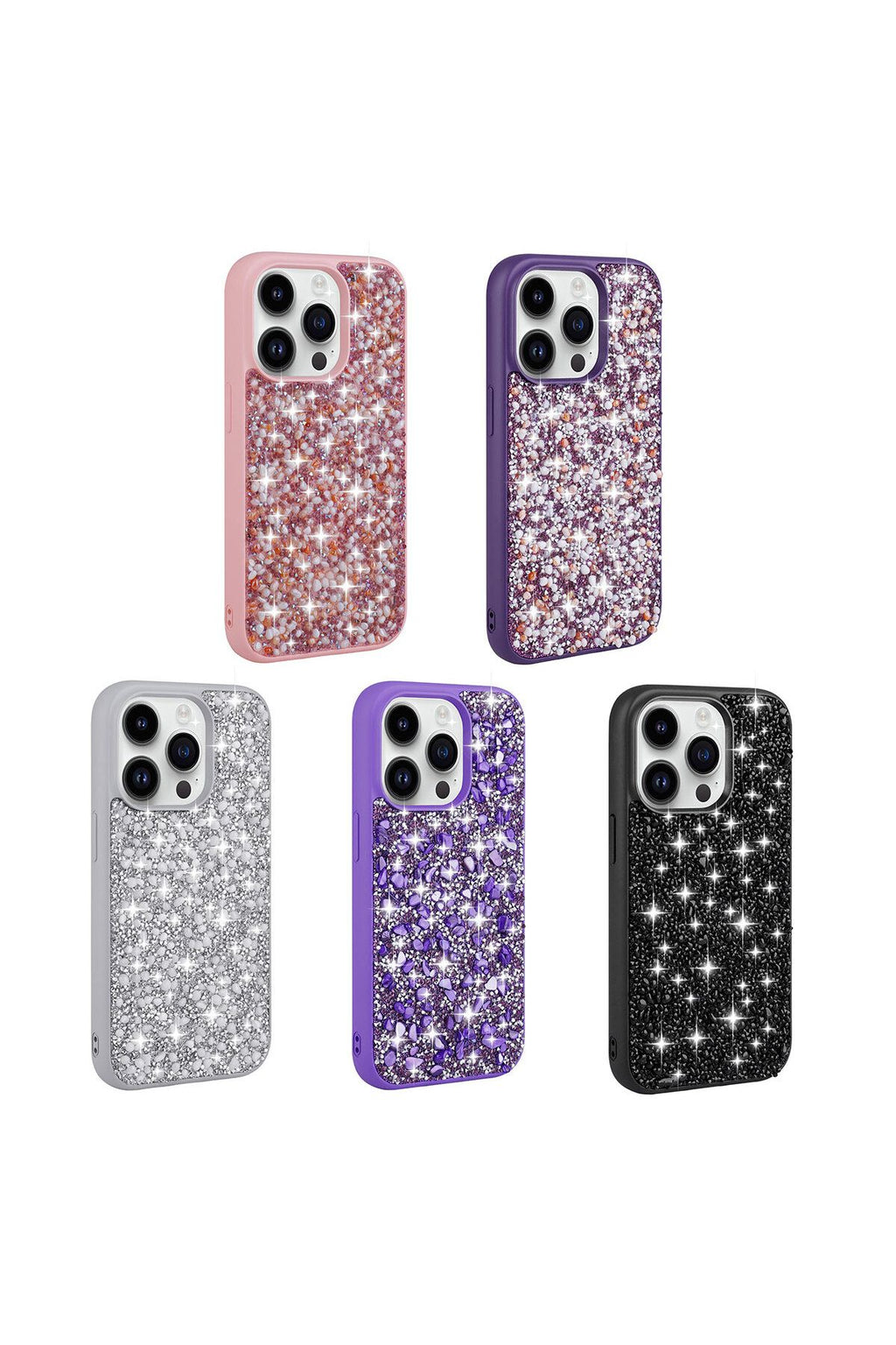 iPhone 14 Pro Uyumlu Parlak Taşlı Tasarım Zore Linea Kılıf-Pembe