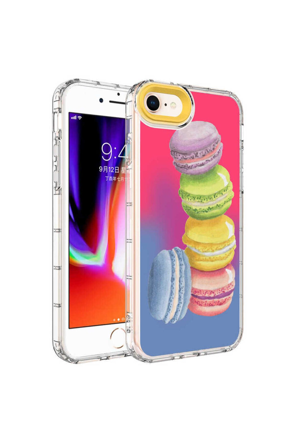 iPhone SE 2022 Uyumlu Kamera Korumalı Renkli Desenli Sert Silikon CSM Zore Korn Kılıf-NO12