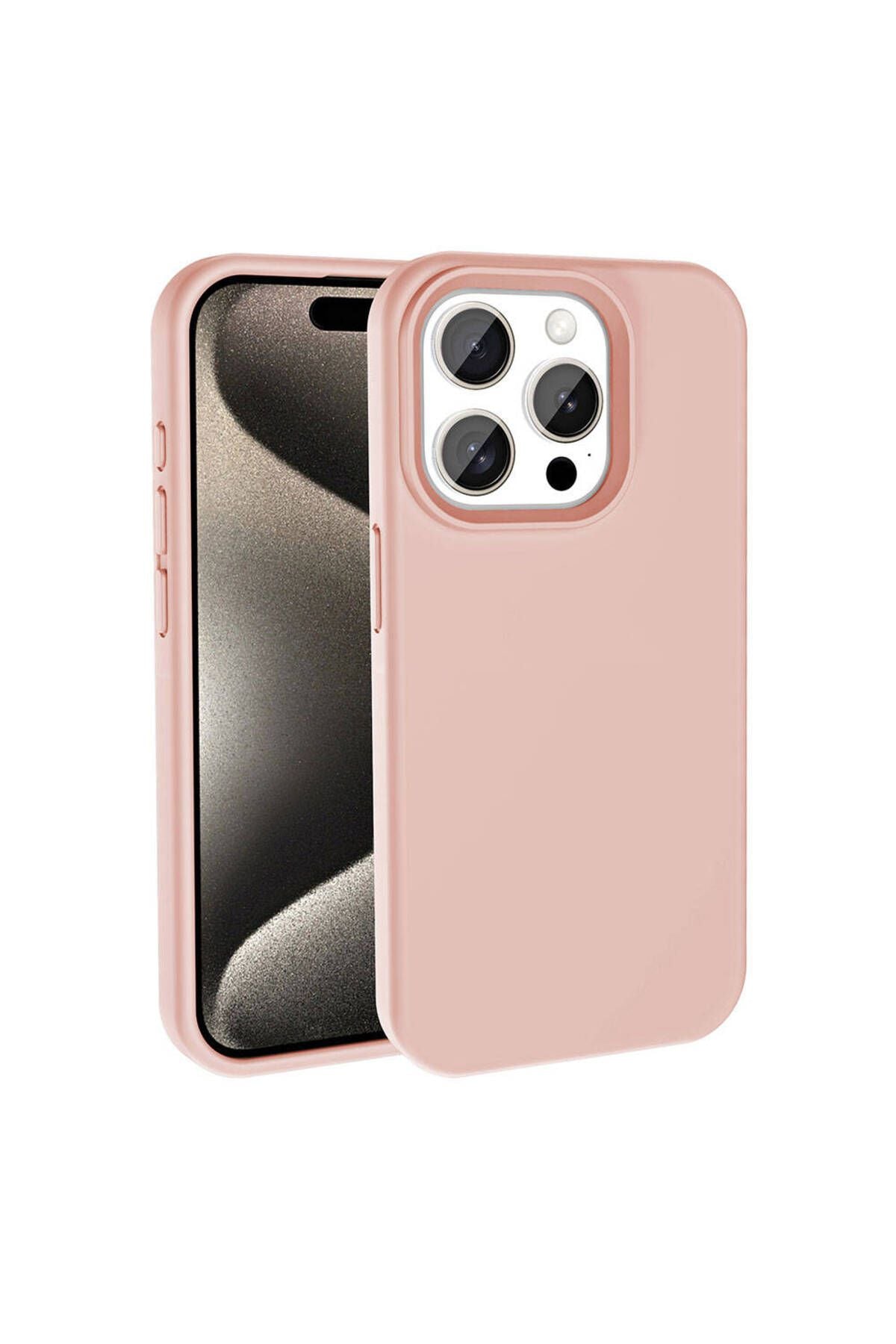 iPhone 15 Pro Kılıf Magsafe Şarj Özellikli Sıvı Teknolojili Silinebilir Sert Zore Kivi Kapak - Pembe