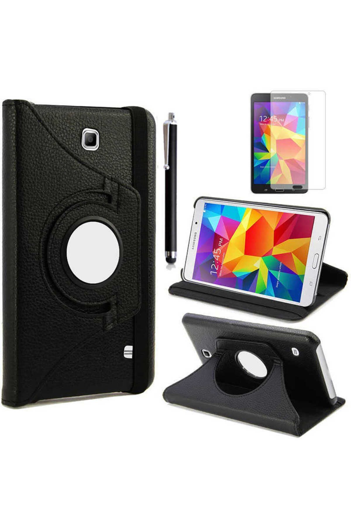 Galaxy Tab 4 7.0 T230  Uyumlu Zore Dönebilen Standlı Kılıf-Siyah