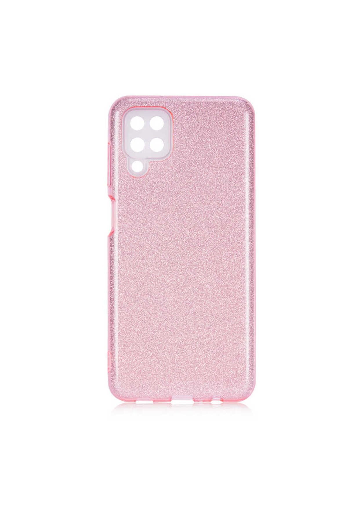 Galaxy A12 Uyumlu ES TEKNOLOJİ Shining Silikon-Rose Gold