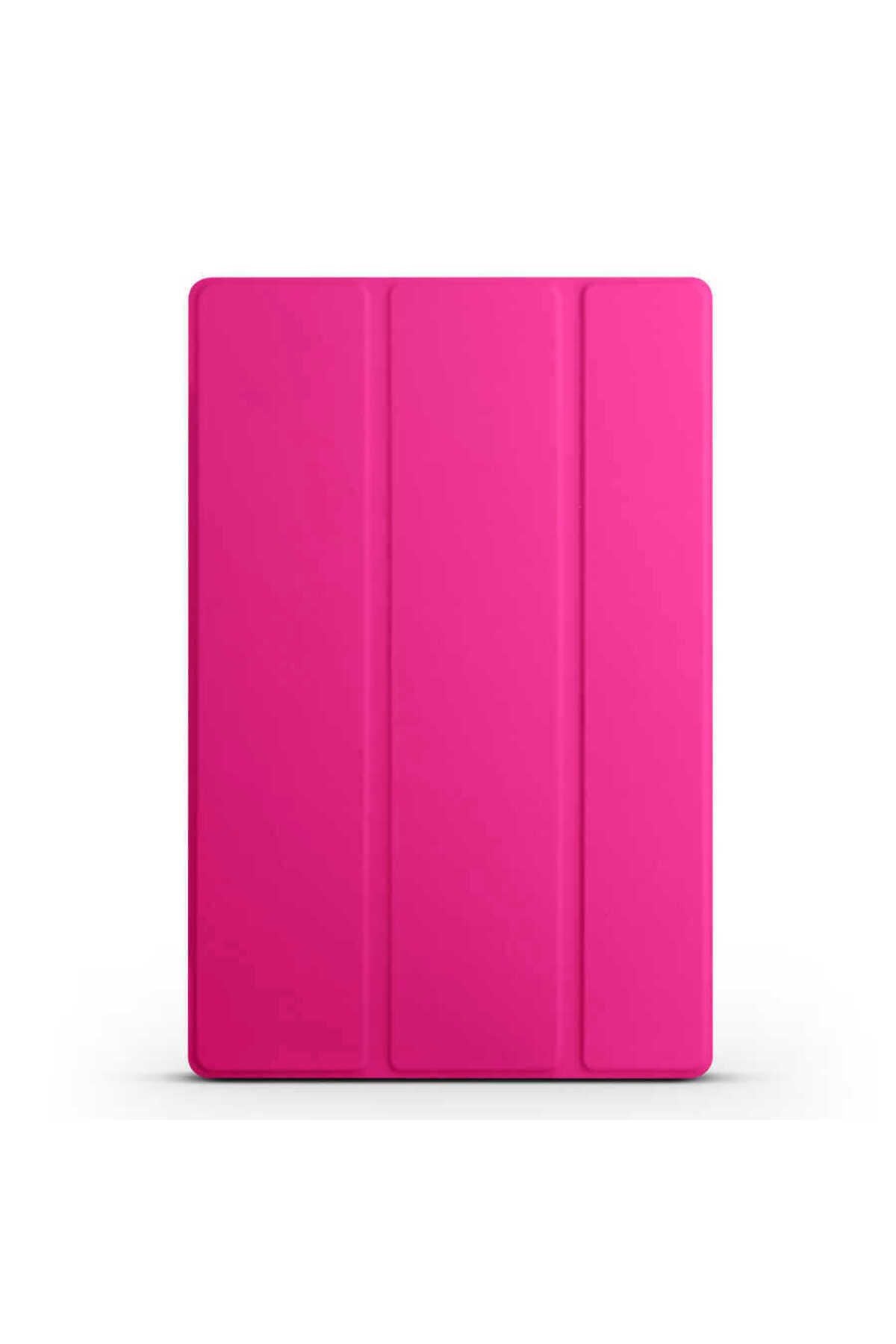 Galaxy Tab A8 10.5 SM-X200 (2021)  Uyumlu Zore Smart Cover Standlı 1-1 Kılıf-Pembe Koyu
