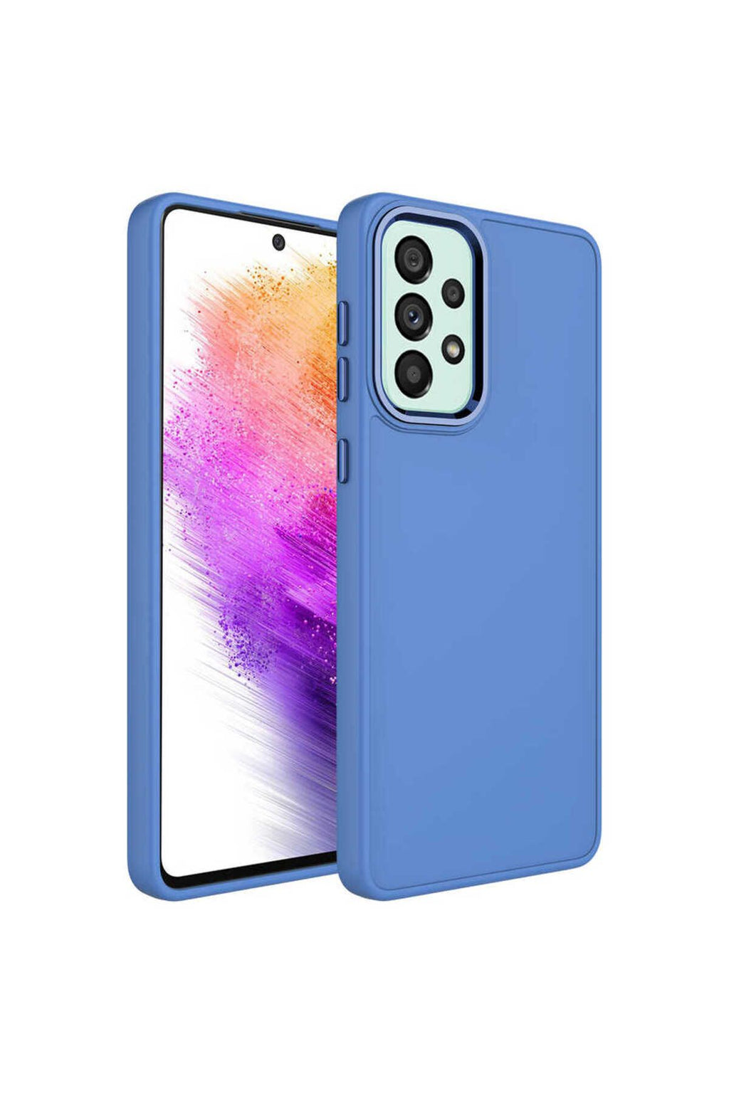 Galaxy A33 5G Kılıf Metal Çerçeve ve Buton Tasarımlı Silikon Zore Luna Kapak - Lavendery Gray