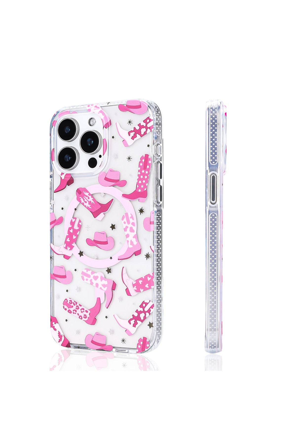 iPhone 16 Pro Max Uyumlu Kılıf Magsafe Şarj Özellikli Zore Stilo Kapak-Pembe-Mavi