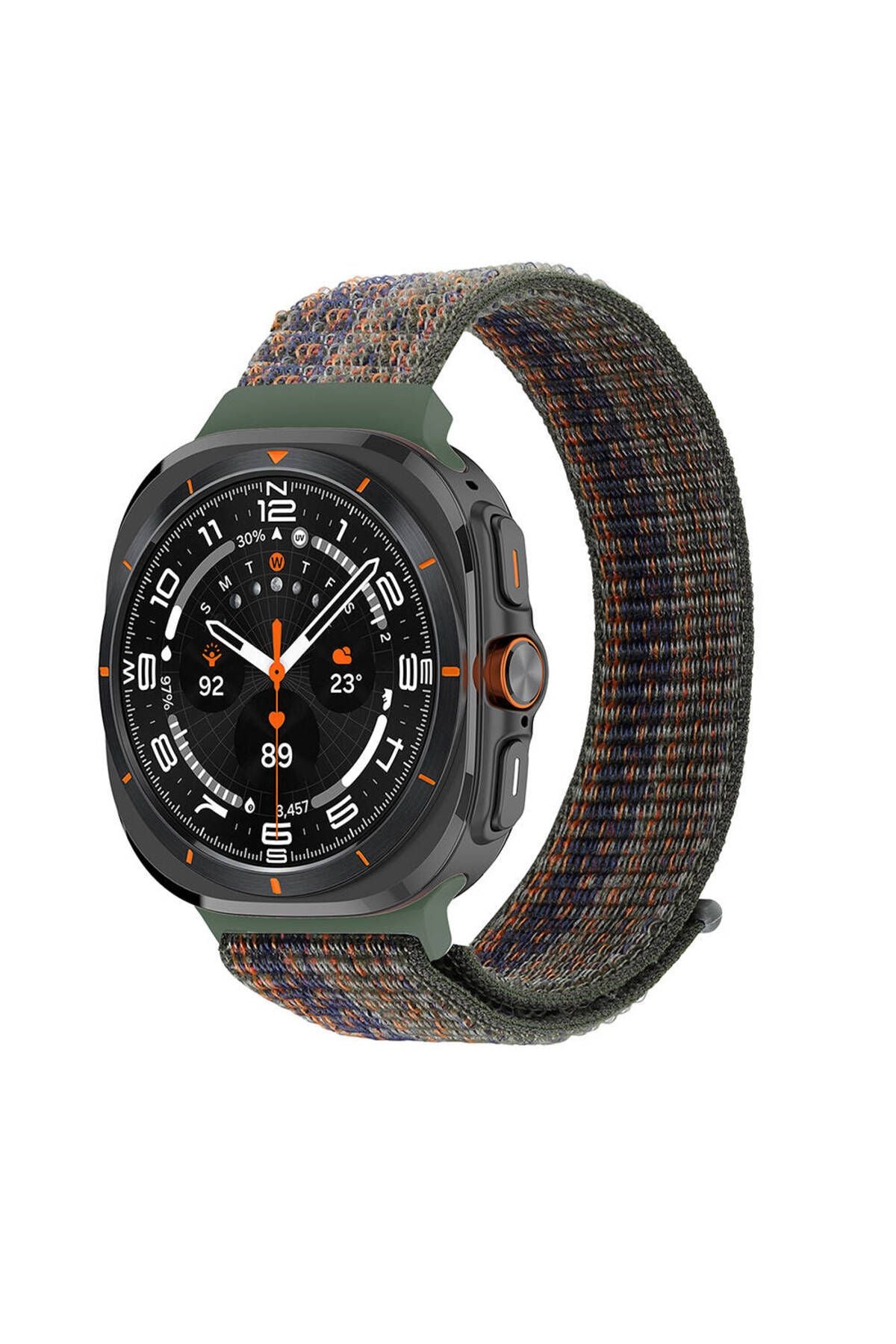 Galaxy Watch Ultra 47mm Zore KRD-03 Hasır Kordon-Yeşil-Turuncu