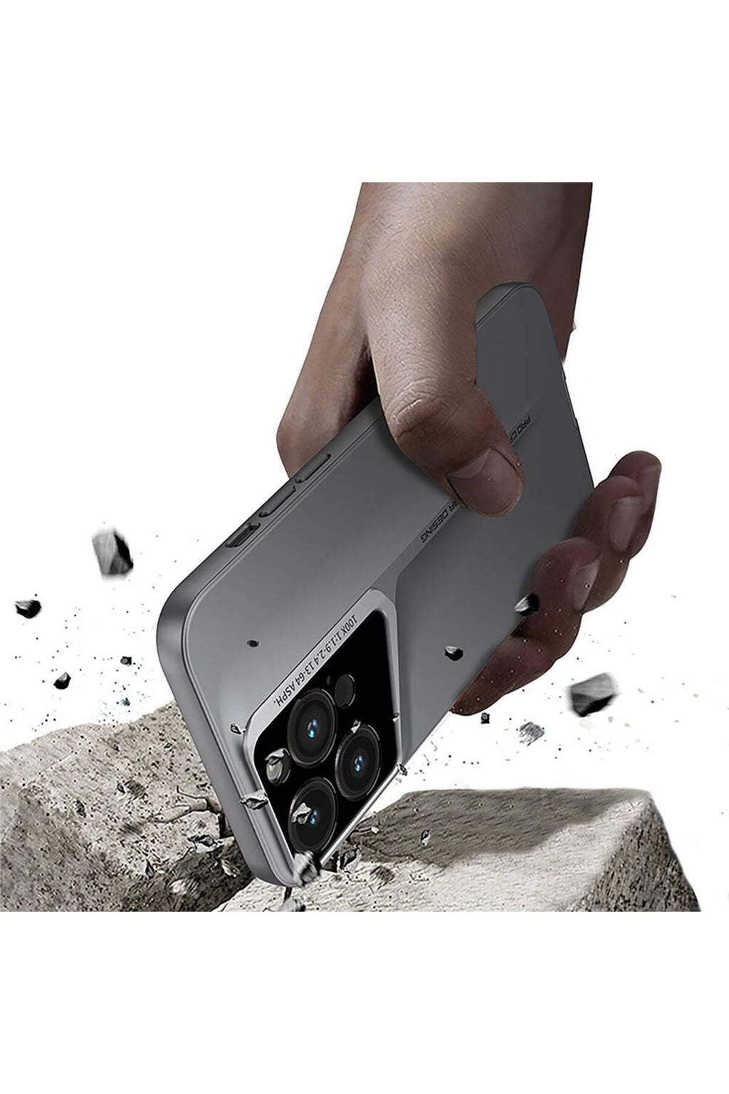 Apple iPhone 15 Pro Kılıf Ultra İnce Kamera Korumalı Sert Rubber Zore Procase Kapak-Titanyum-Gri