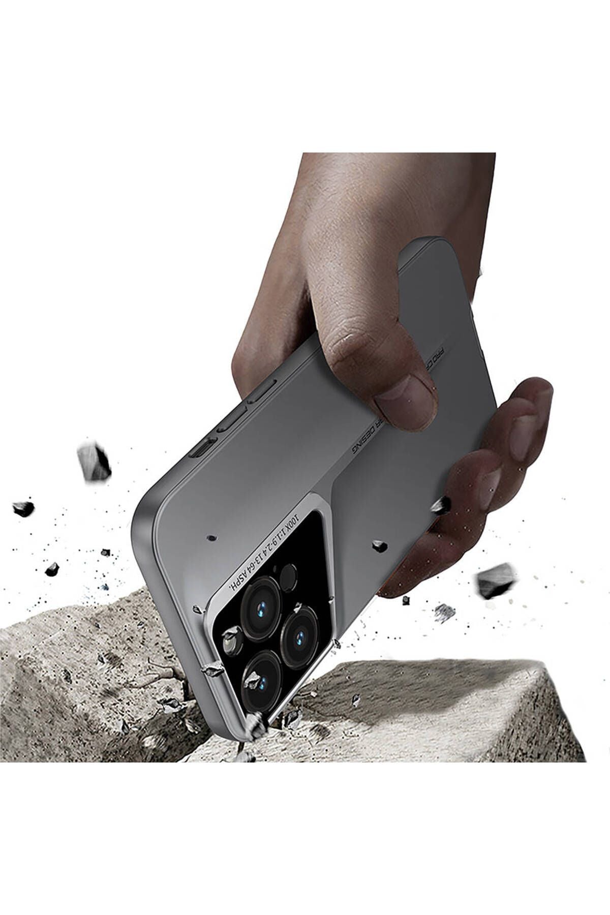 Apple iPhone 15 Pro Kılıf Ultra İnce Kamera Korumalı Sert Rubber Zore Procase Kapak-Titanyum-Gri