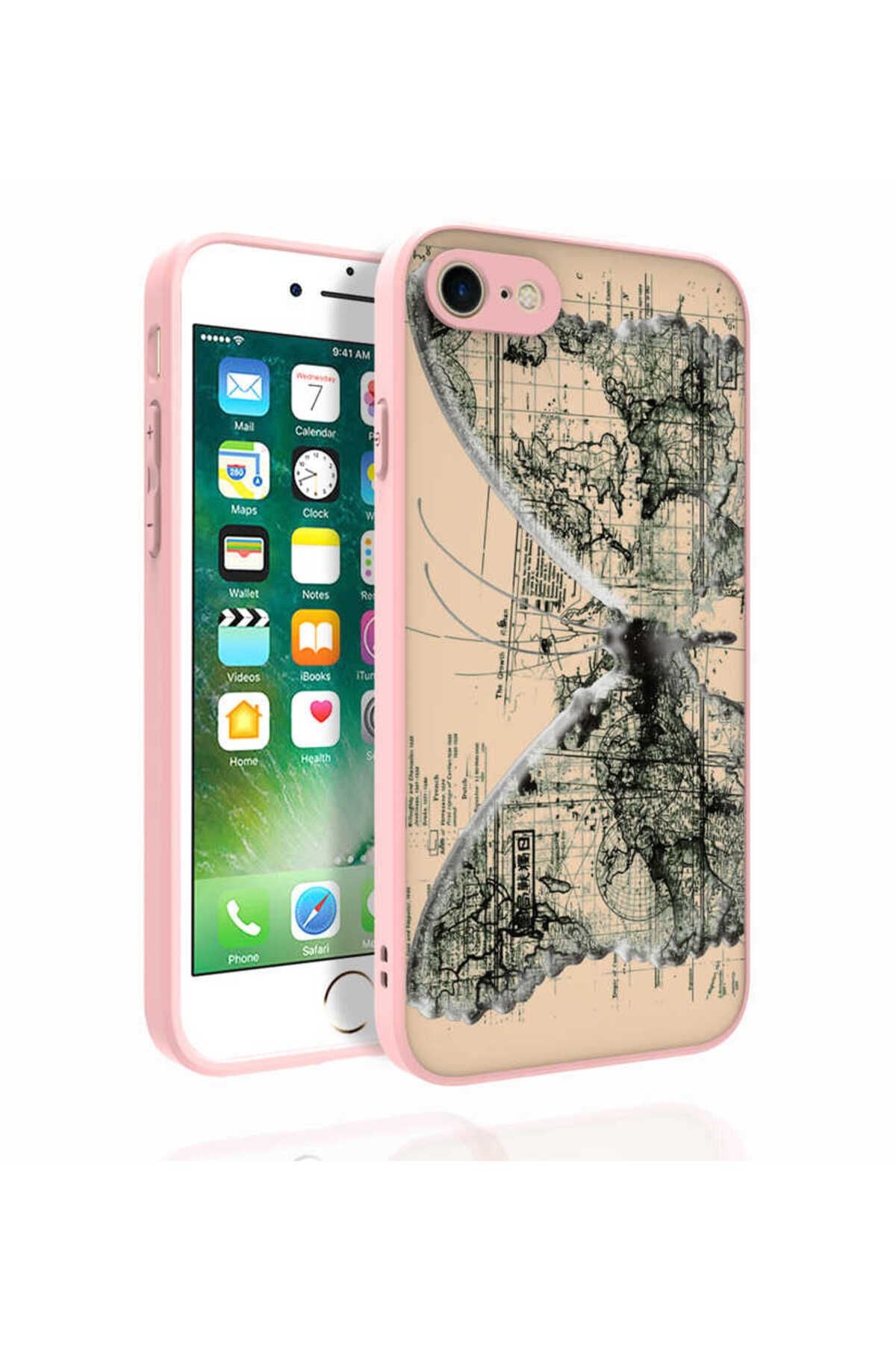 iPhone SE 2020 Kılıf Desenli Kamera Korumalı Parlak Zore Nora Kapak - NO4