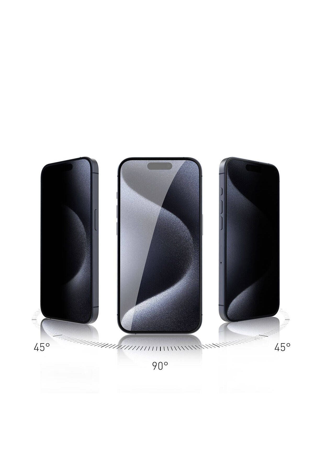 iPhone 15 Uyumlu Zore Rika Premium Privacy Temperli Cam Ekran Koruyucu