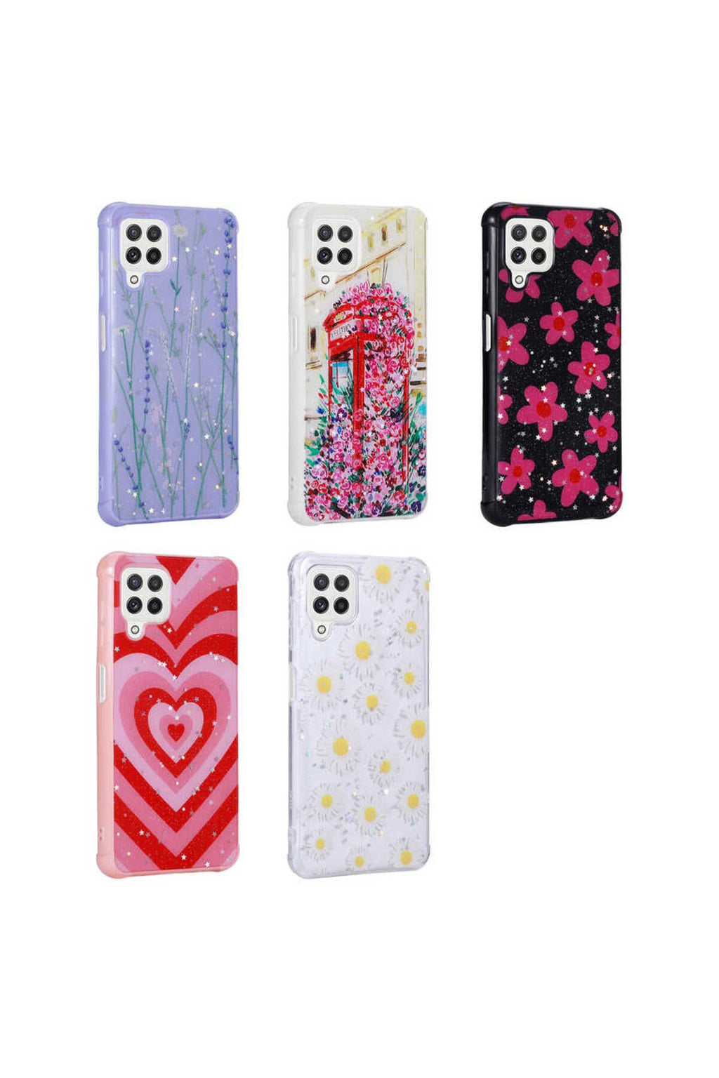 Galaxy A22 4G Kılıf Simli Desenli Kamera Korumalı Parlak Zore Popy Kapak - Dallar