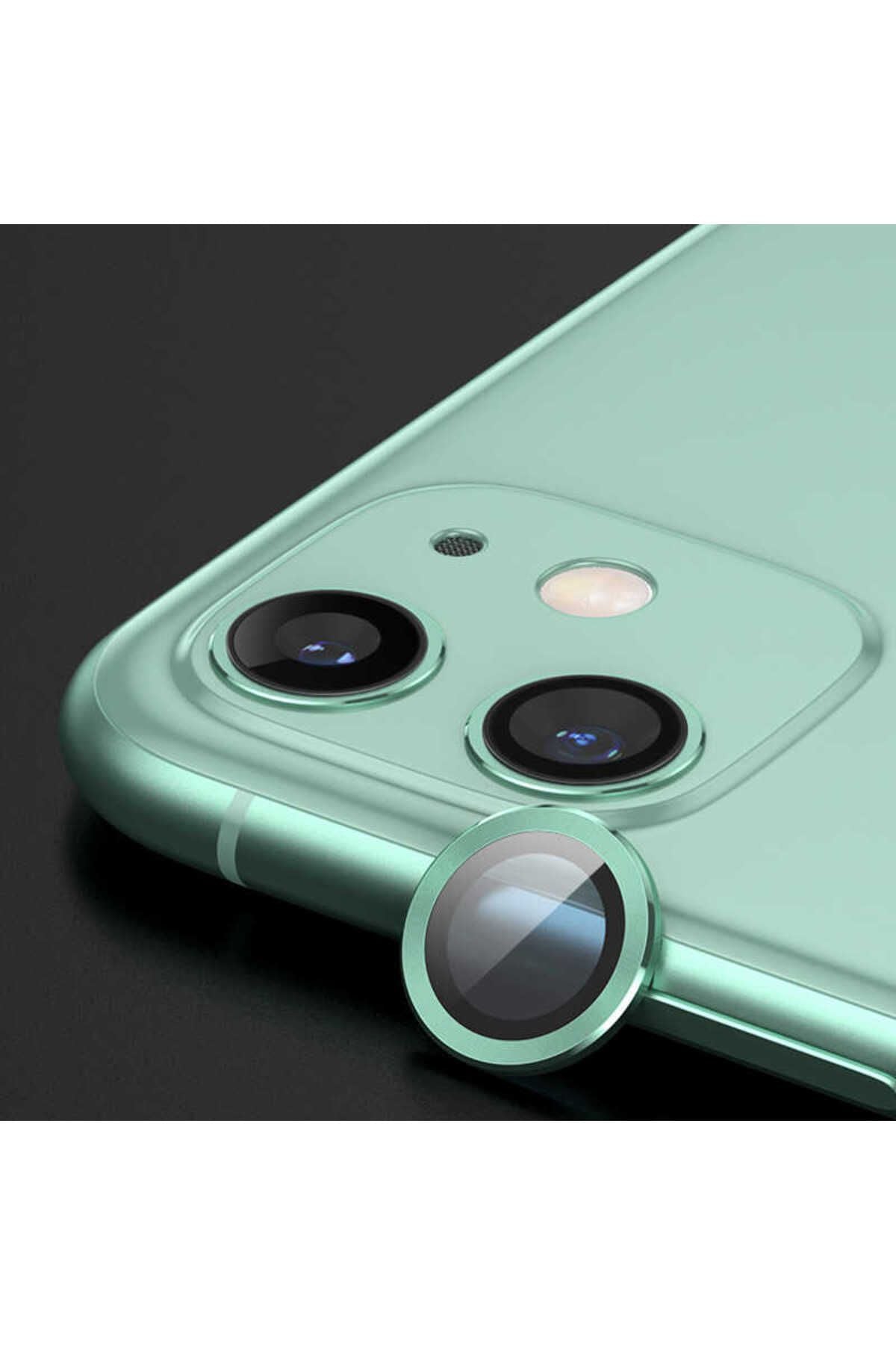iPhone 12 Mini Uyumlu CSK CL-07 Kamera Lens Koruyucu-Açık Yeşil