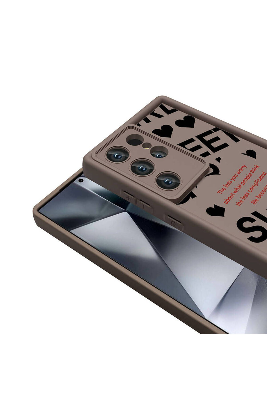 Galaxy S23 Ultra Kılıf Kamera Korumalı Baskılı Arka Yüzey Zore Klas Kapak - Açık Kahve