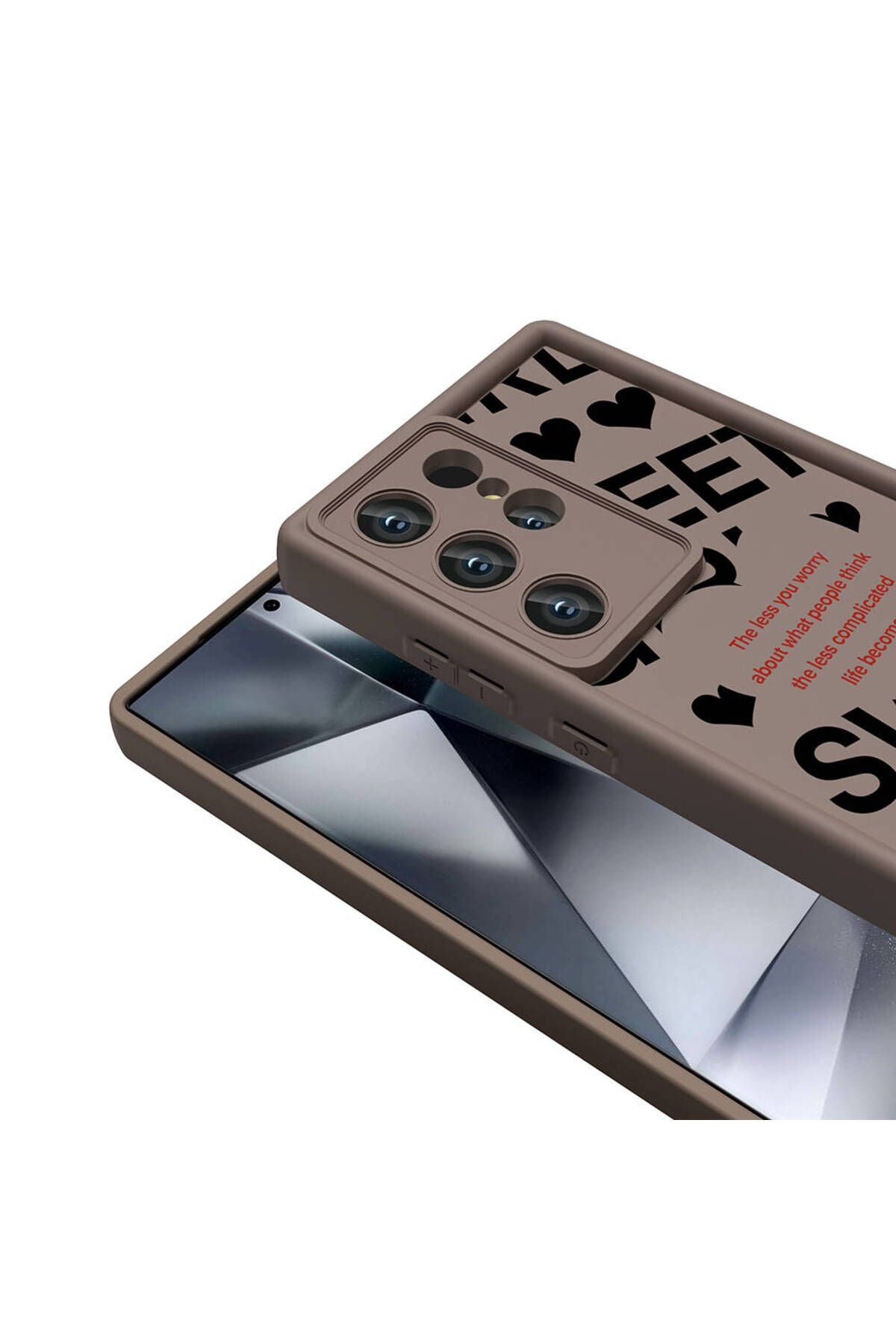 Galaxy S23 Ultra Kılıf Kamera Korumalı Baskılı Arka Yüzey Zore Klas Kapak - Açık Kahve