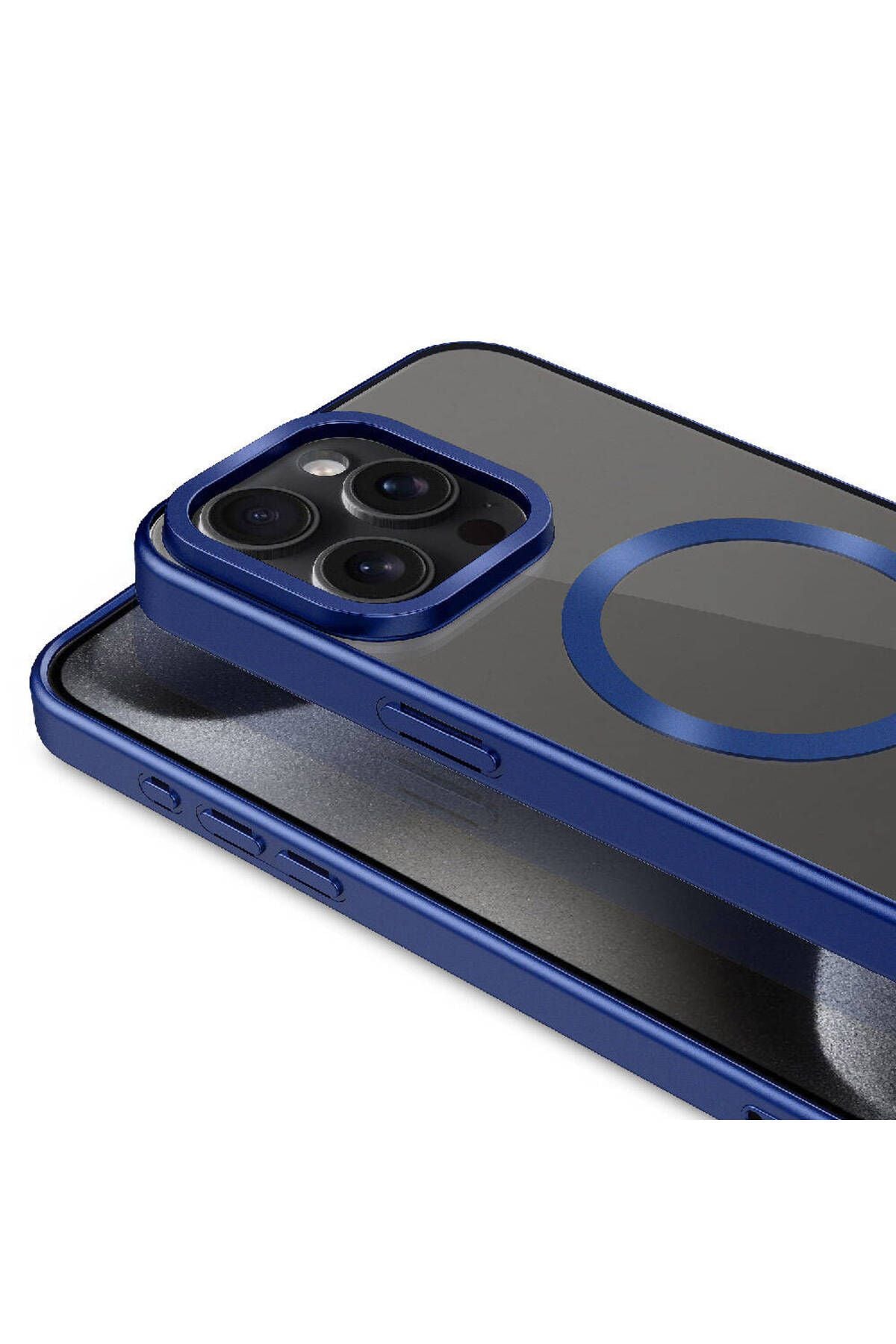 iPhone 15 Pro Uyumlu Mat Tasarımlı Magsafe Wireless Şarj Özellikli Zore Mat Setro Kılıf-Siyah