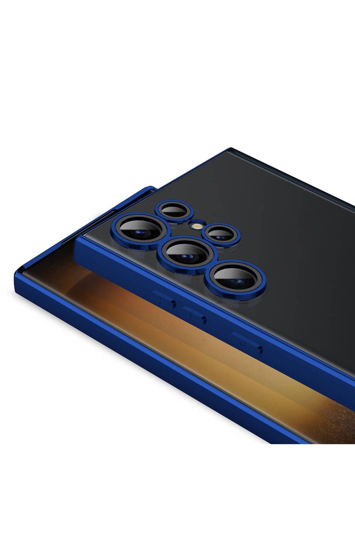 Galaxy S23 Ultra Kılıf Kamera Korumalı Logo Gösteren Zore Omega Kapak - Lacivert