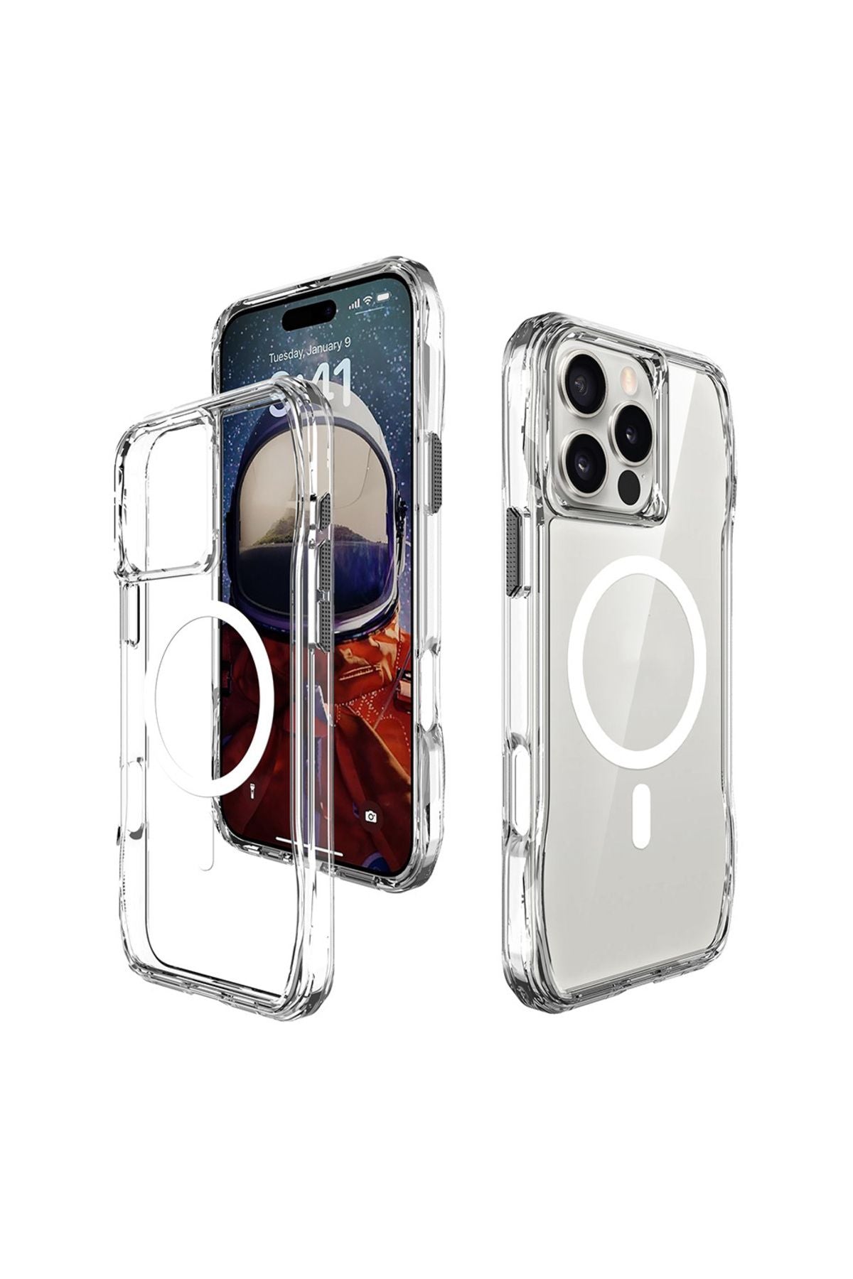 iPhone 16 Pro uyumlu  Kılıf Magsafe Şarj Özellikli Airbagli Şeffaf İncek Kapak - Şeffaf