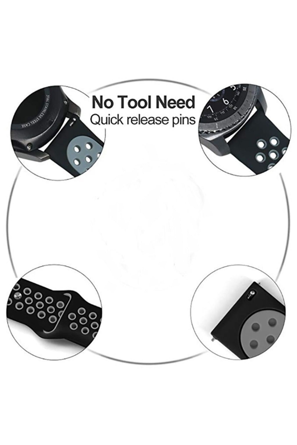 Galaxy Watch 42mm (20mm) KRD-02 Uyumlu PRL Kordon Gümüş-Gri