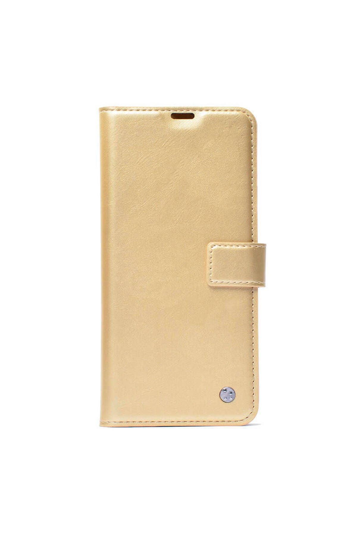 Galaxy S25 Ultra Kılıf Zore Kar Deluxe Kapaklı Kılıf - Gold