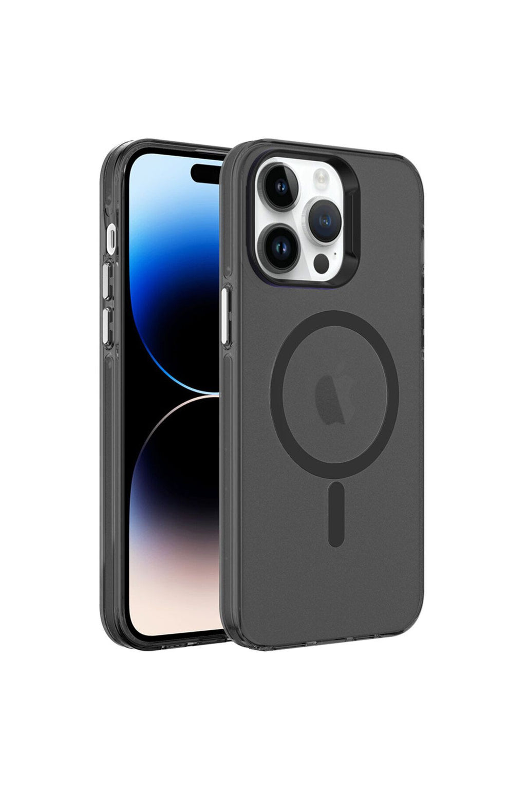 iPhone 14 Pro Uyumlu Zore Magsafe Şarj Özellikli Buzlu Transparan C-Pro Sert Kılıf-Siyah