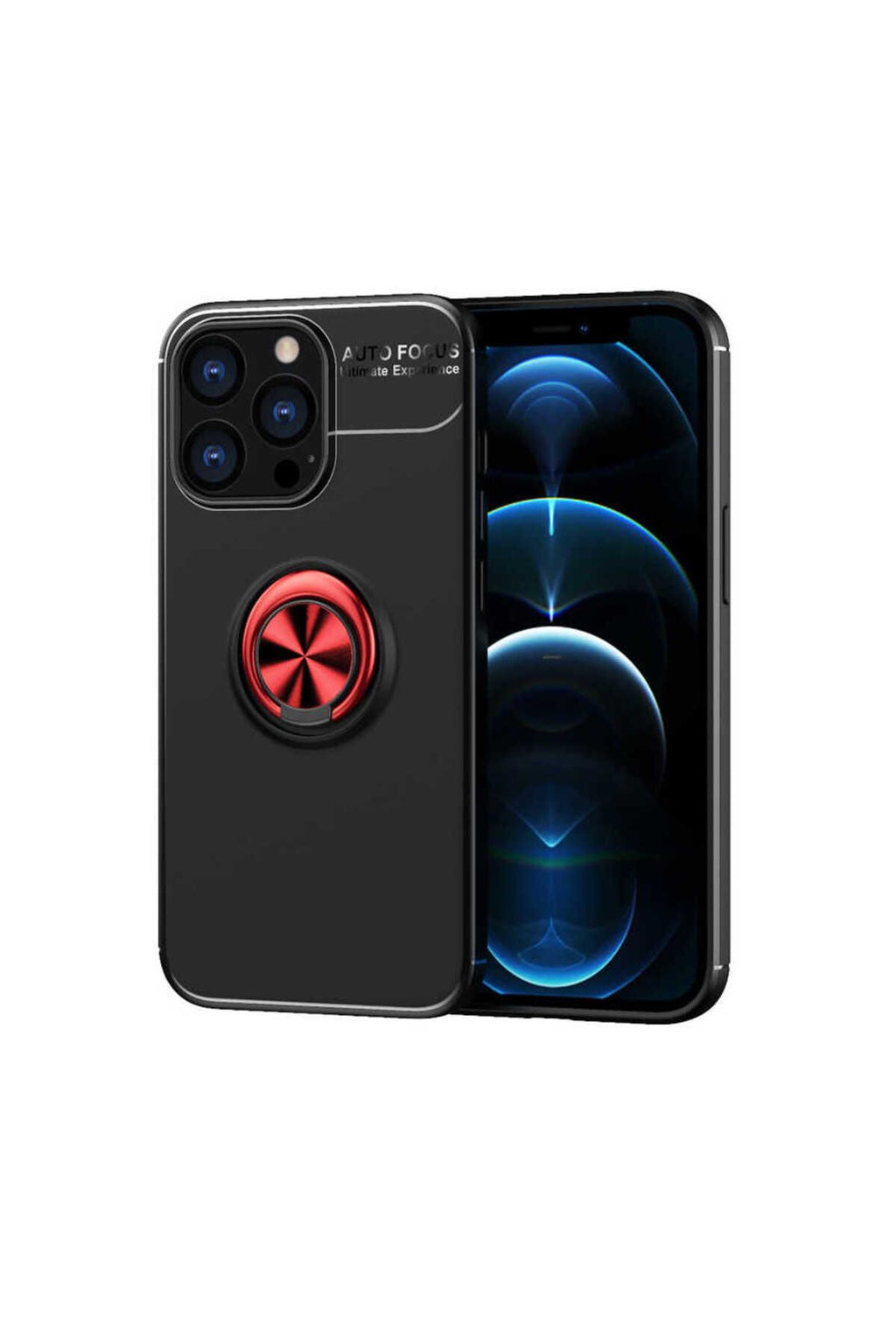 iPhone 14 Pro Uyumlu Zore Ravel Silikon Kılıf-Siyah-Kırmızı