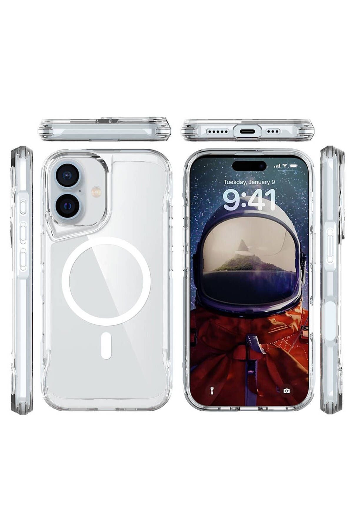 Apple iPhone 16 Plus Kılıf Zore Magsafe Şarj Özellikli T-Max Magsafe Kapak-Şeffaf