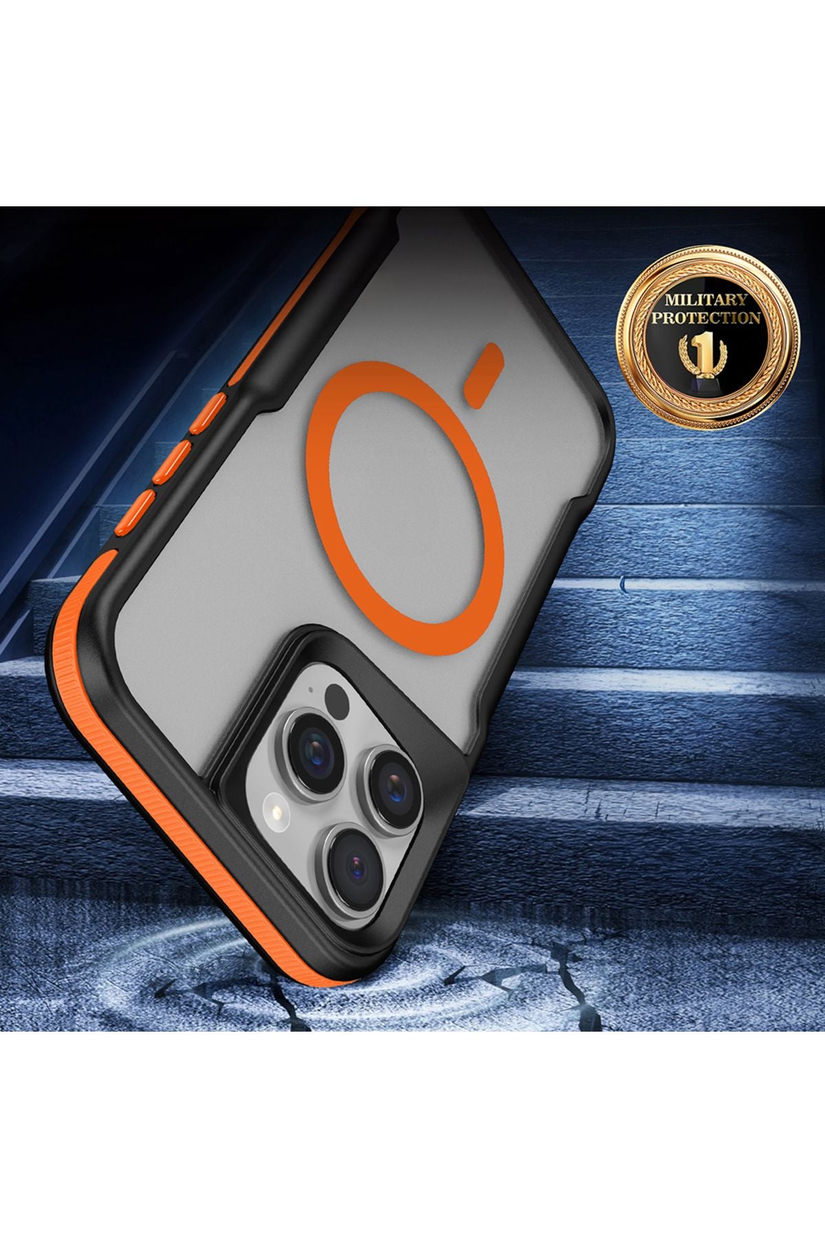 iPhone 16 Pro Uyumlu Magsafe Şarj Özellikli Renkli Kenar Airbag Şeritli Zore Lamer Kapak-Siyah