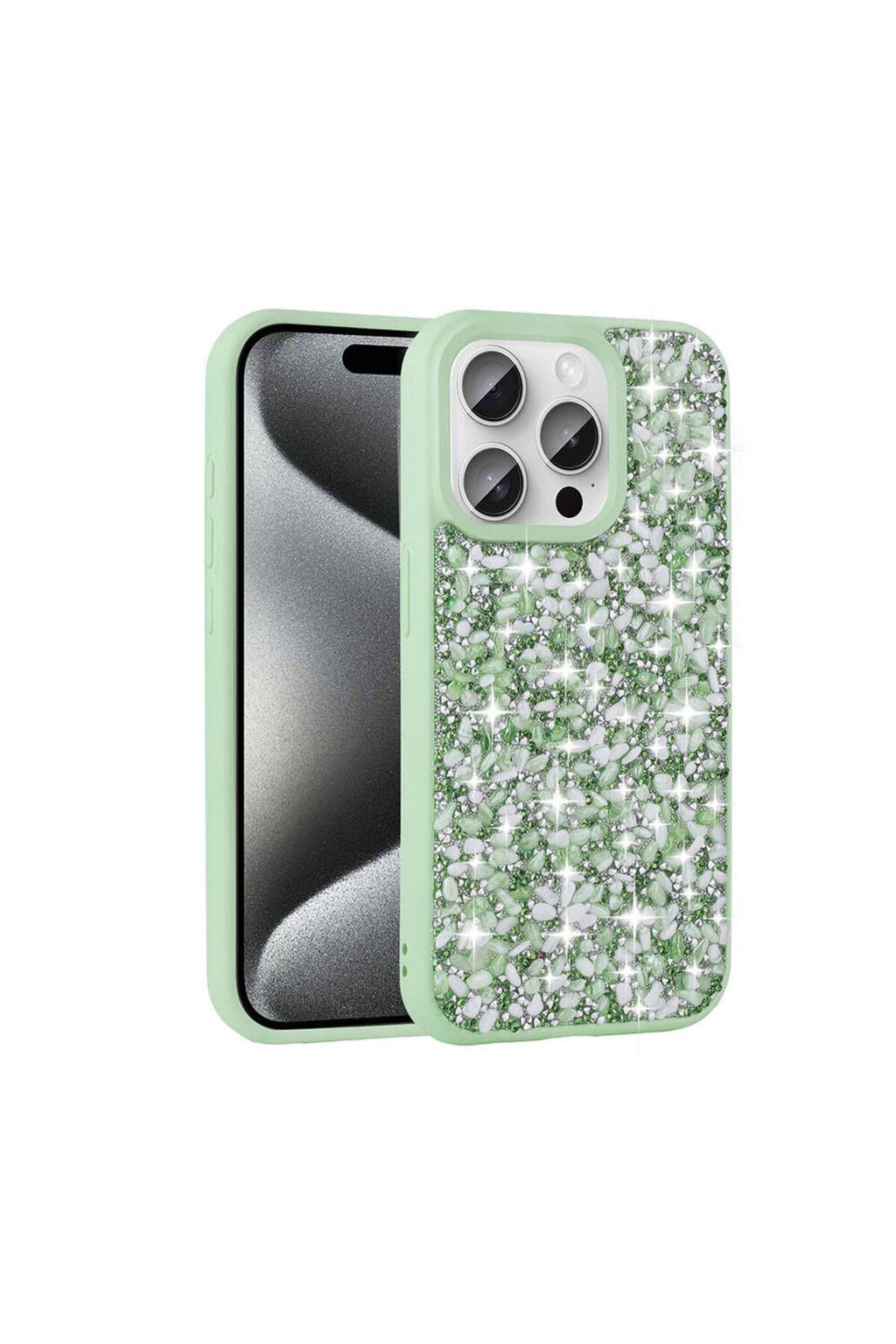 iPhone 15 Pro Uyumlu Parlak Taşlı Tasarım Zore Linea Kılıf-Lacivert