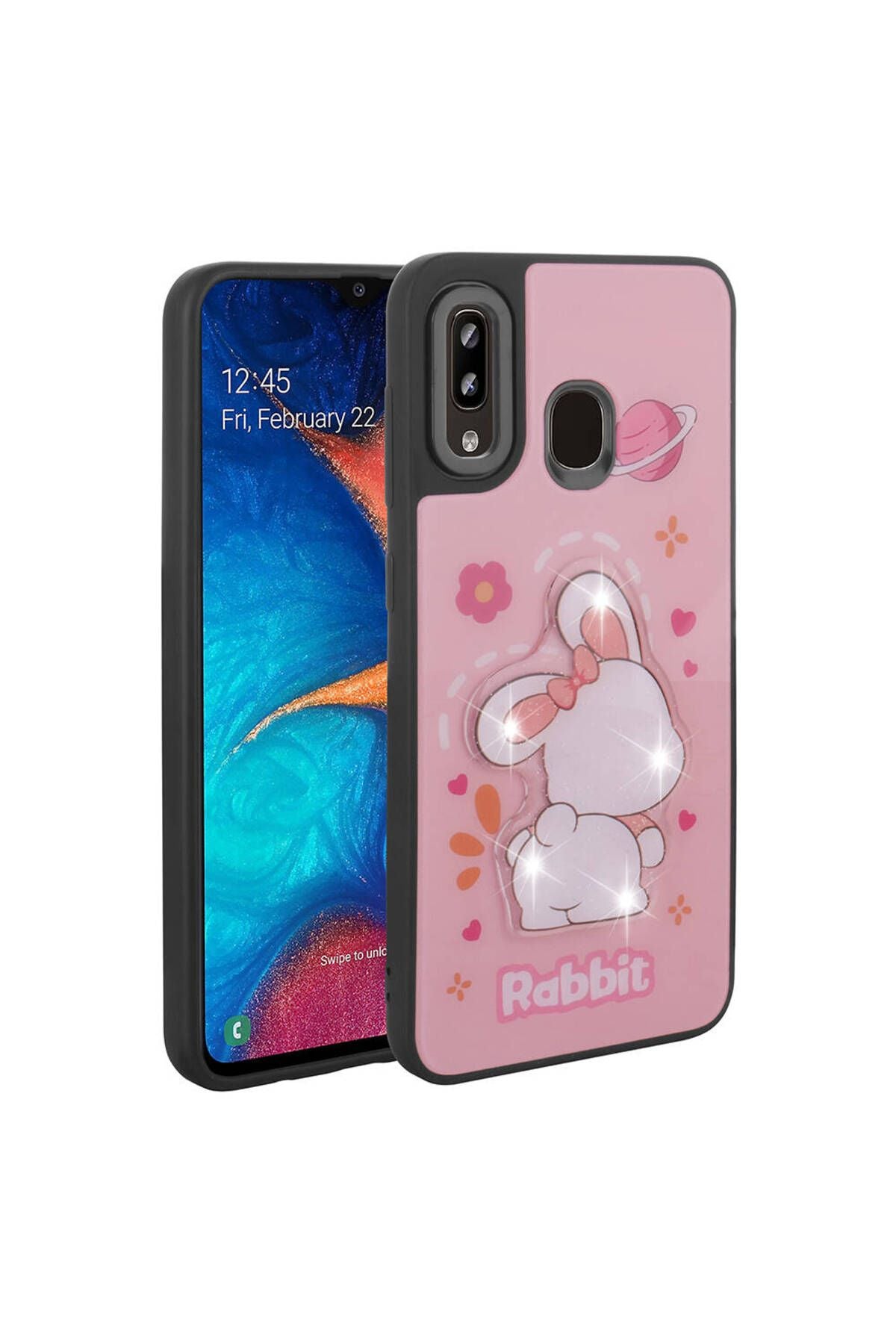 Galaxy A30 Kılıf Parlayan Kabartmalı İkonik Figürlü Zore Amas Silikon Kapak - Mor