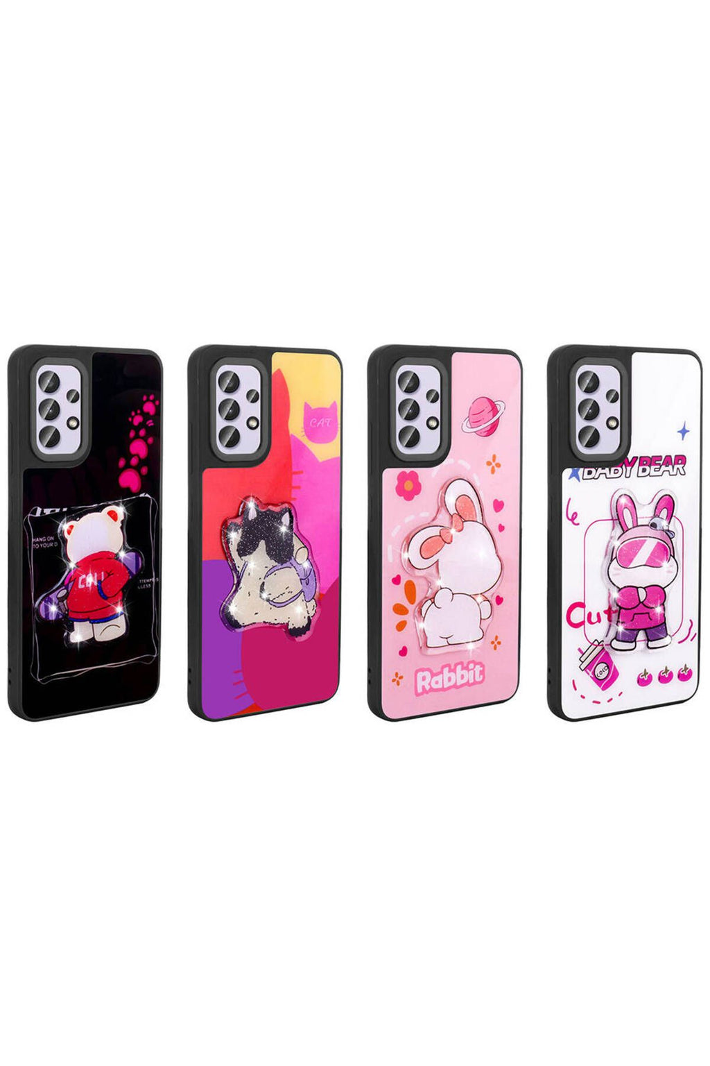 Galaxy A32 4G Kılıf Parlayan Kabartmalı İkonik Figürlü Zore Amas Silikon Kapak - Mor