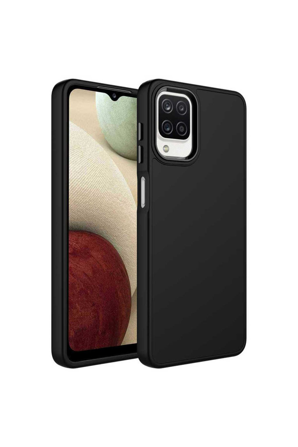 Galaxy A22 4G Kılıf Metal Çerçeve ve Buton Tasarımlı Silikon Zore Luna Kapak - Lavendery Gray