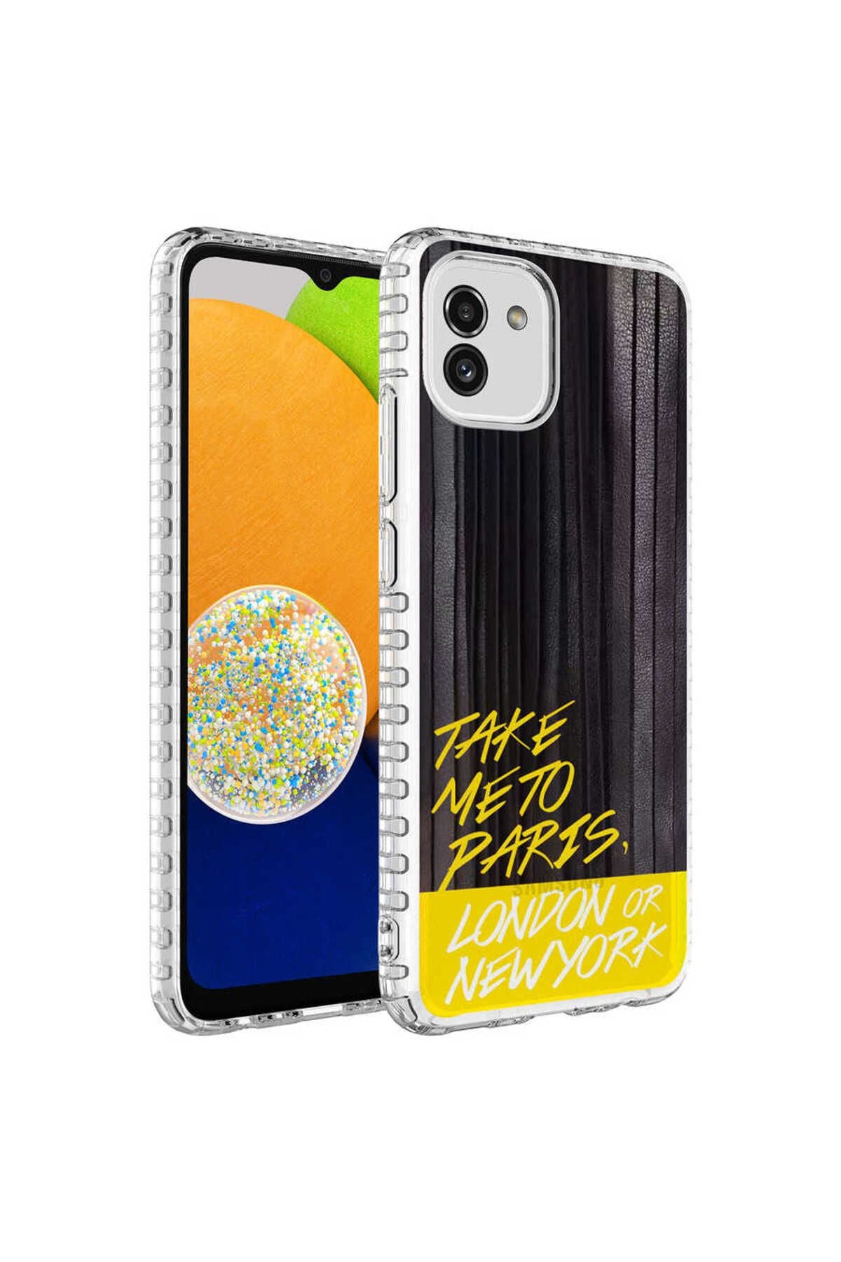 Galaxy A03 Kılıf Airbag Kenarlı Renkli Desenli Silikon Zore Elegans Kapak - NO7