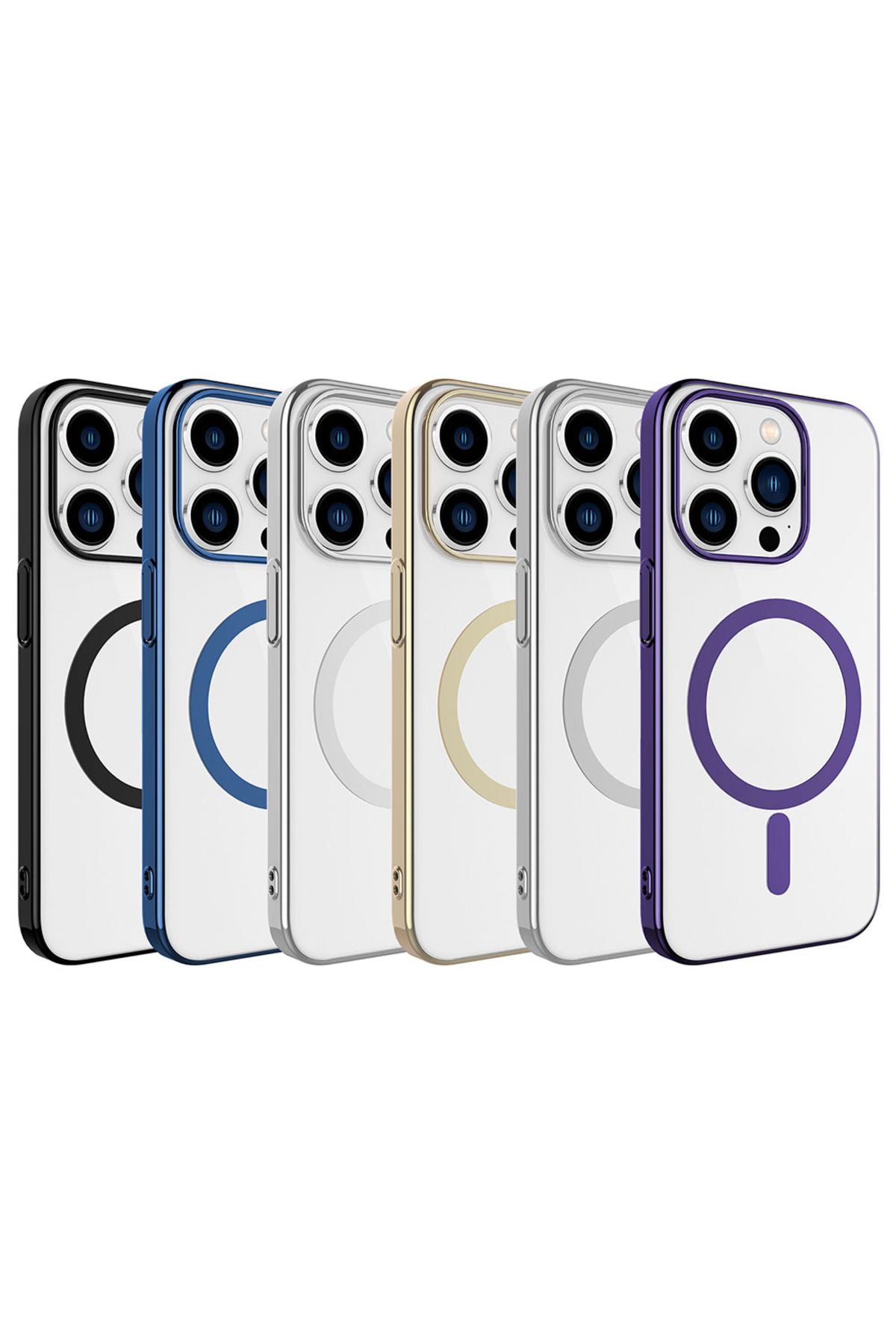 iPhone 15 Pro Max Uyumlu Zore Wireless Şarj Özellikli Pixel Magsafe Kılıf-Mavi