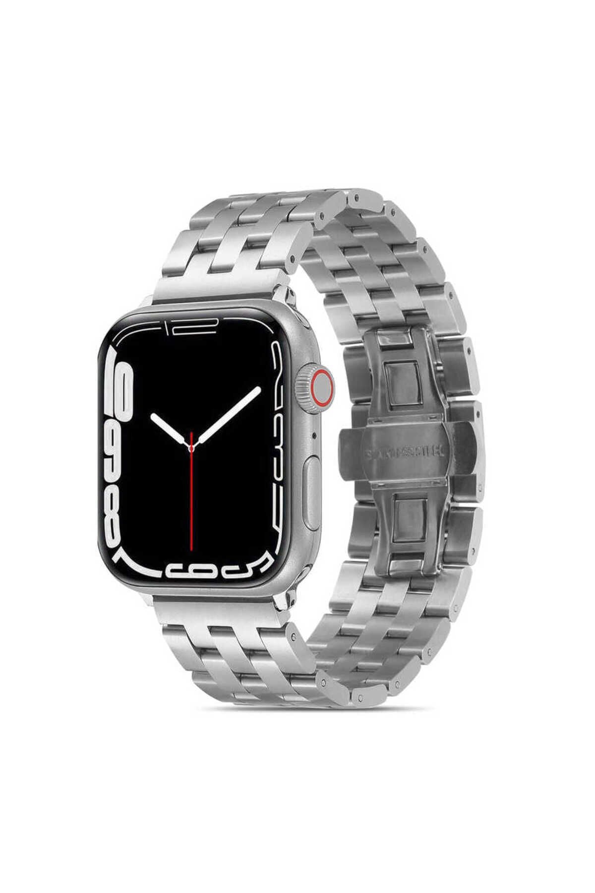 Watch Ultra 49mm Kordon Uyumlu KRD-20 Metal Strap Kayış CLO- Gold