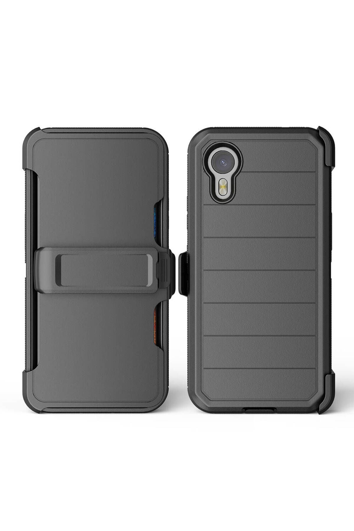 Galaxy XCover7 Pro Kılıf Zore Double Clip Kapak - Siyah