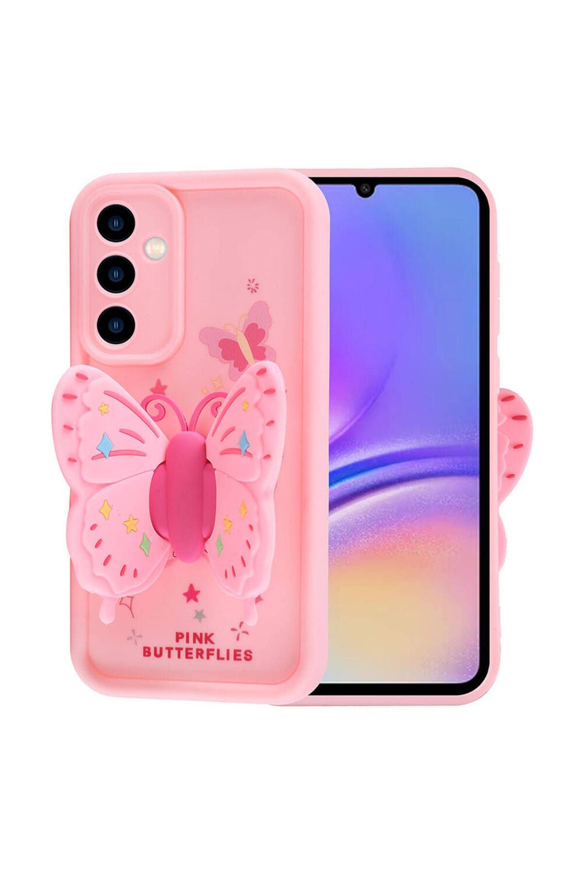 Galaxy A05S Kılıf Kamera Korumalı Figür Tasarımlı Zore Kapya Kapak-Pembe Açık