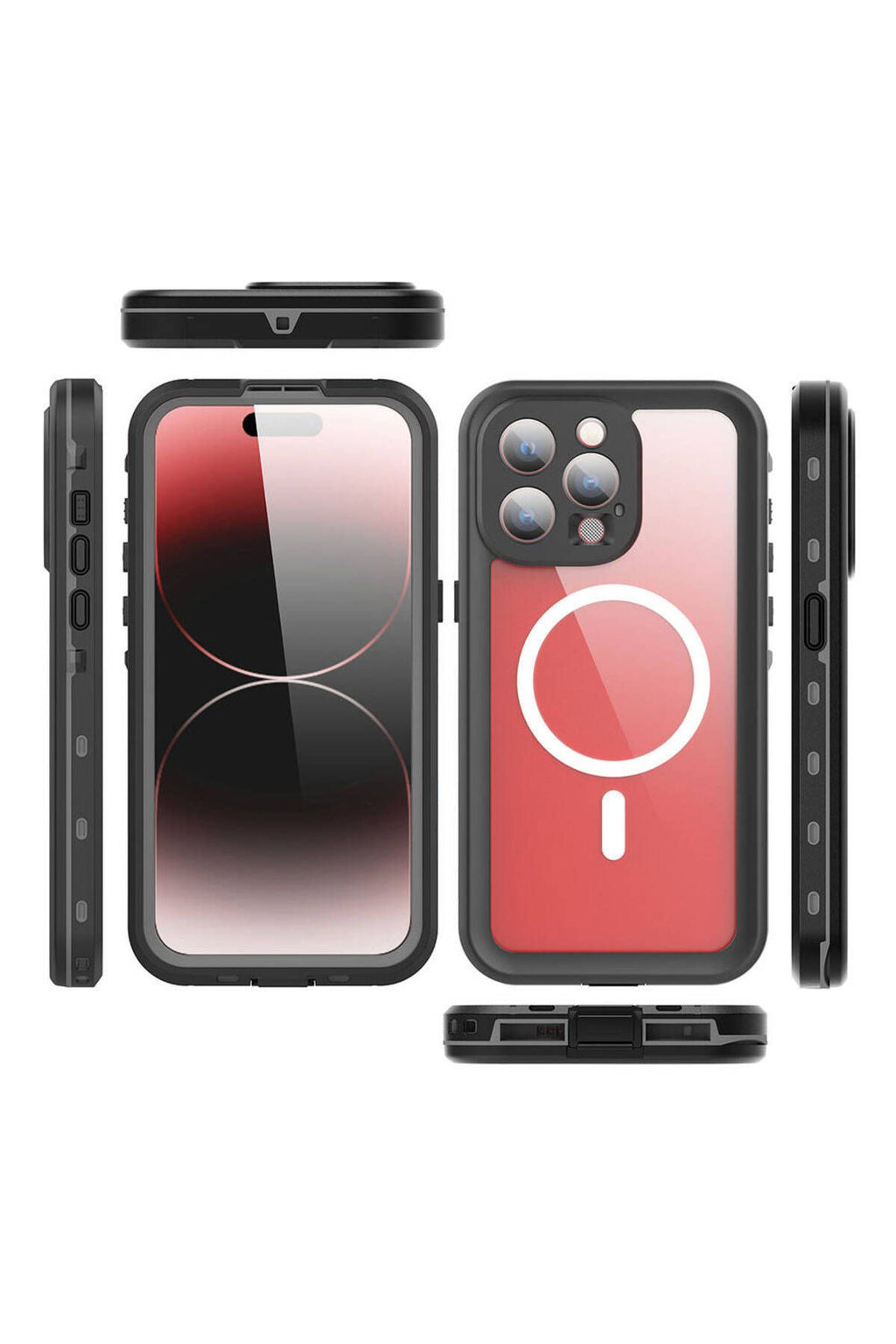 iPhone 15 Pro Max Uyumlu 1-1 Su Geçirmez Kılıf-Siyah