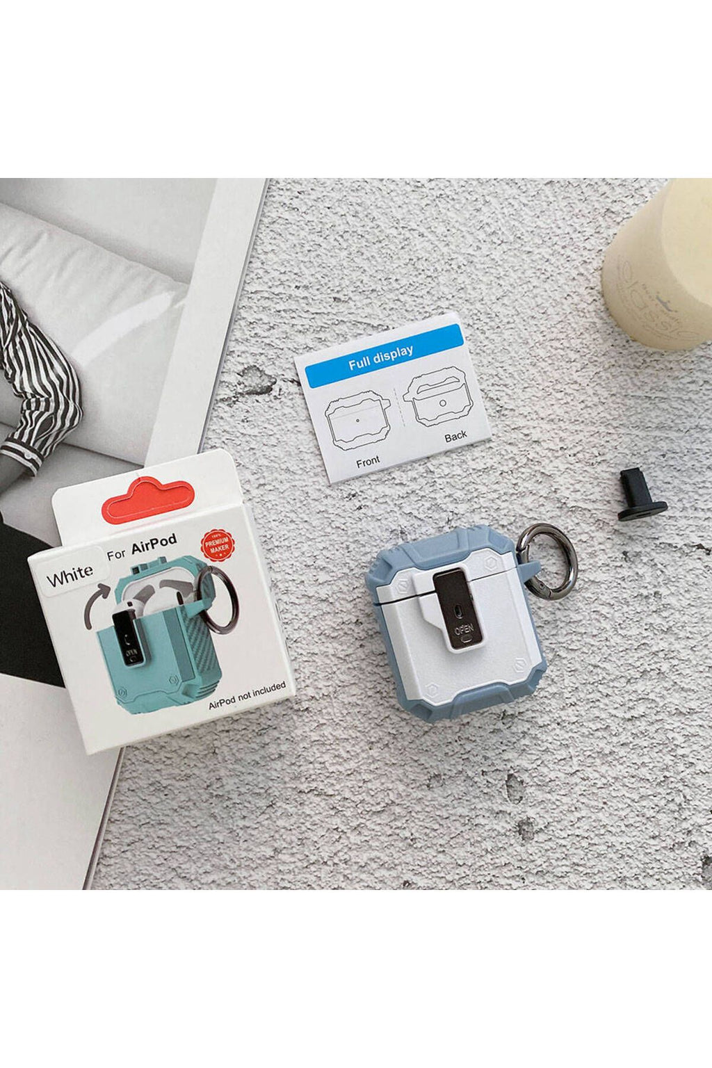 Air-Pods Zore Airbag uyumlu  35 Darbelere Karşı Dayanıklı Düğmeli Kılıf-Yeşil