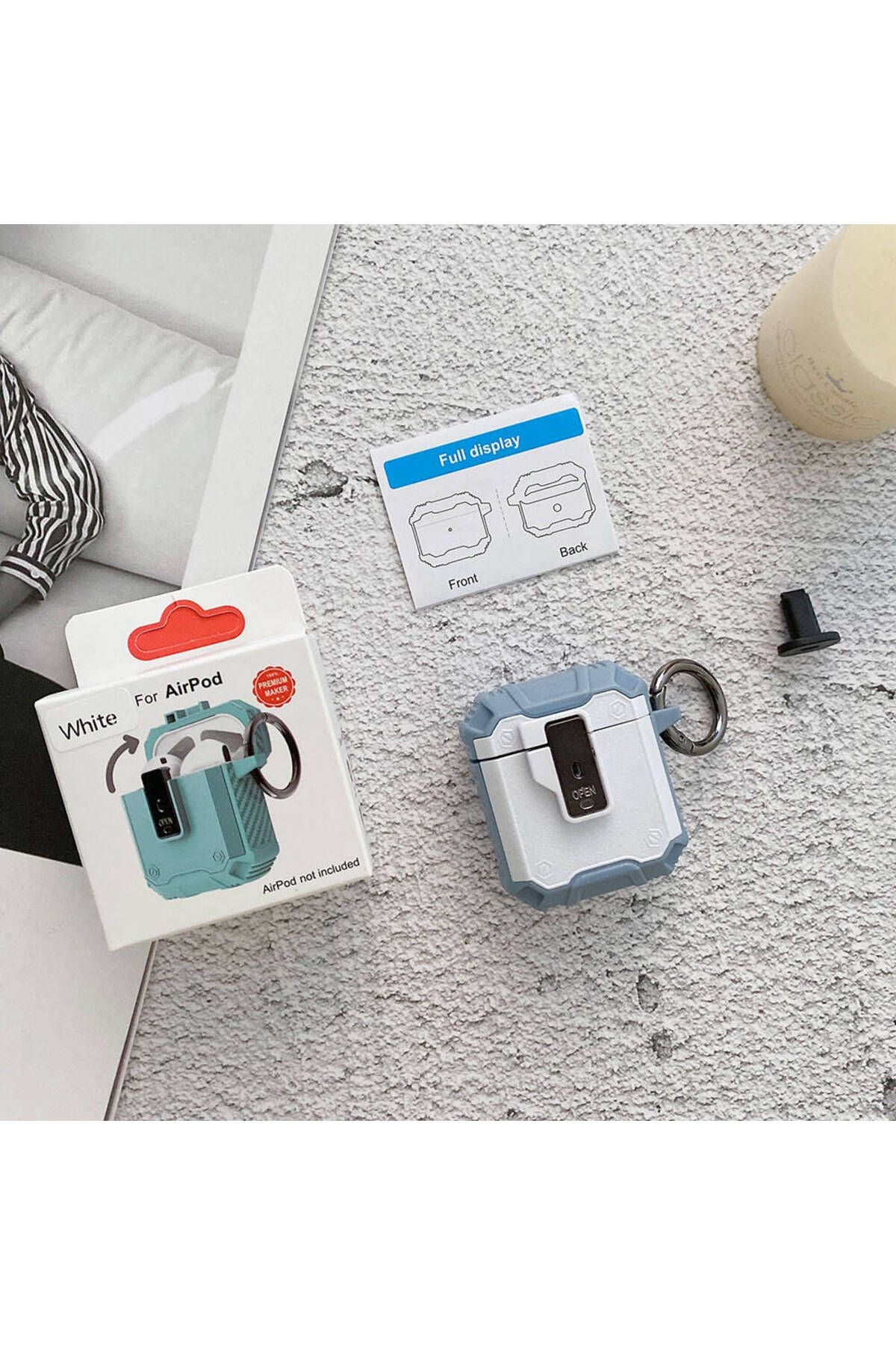 Air-Pods Zore Airbag uyumlu  35 Darbelere Karşı Dayanıklı Düğmeli Kılıf-Yeşil