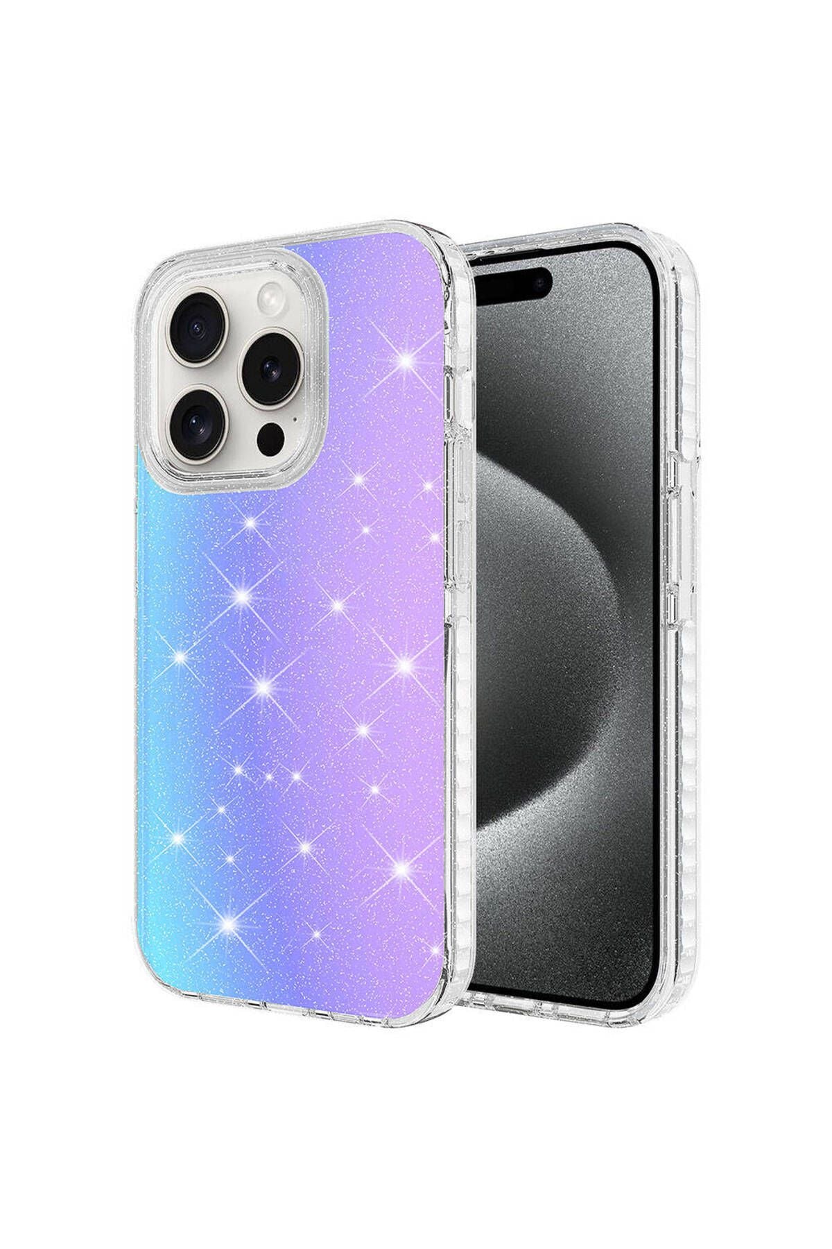 iPhone 15 Pro Uyumlu Parlak Renk Geçişli Zore Velle Kılıf-Beyaz