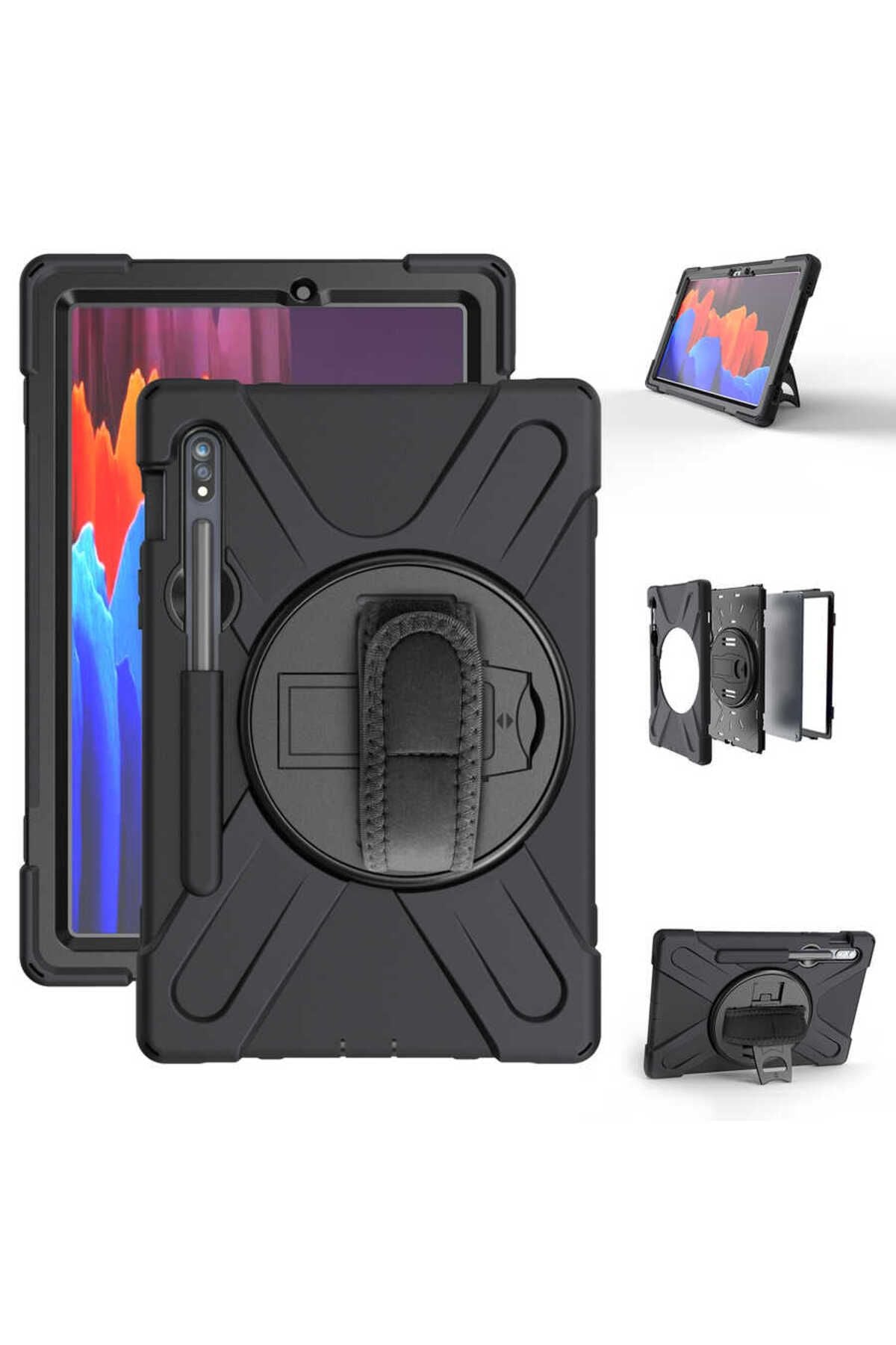 Galaxy Tab S7 T870 Kılıf  Uyumlu Zore Defender Tablet Silikon-Siyah